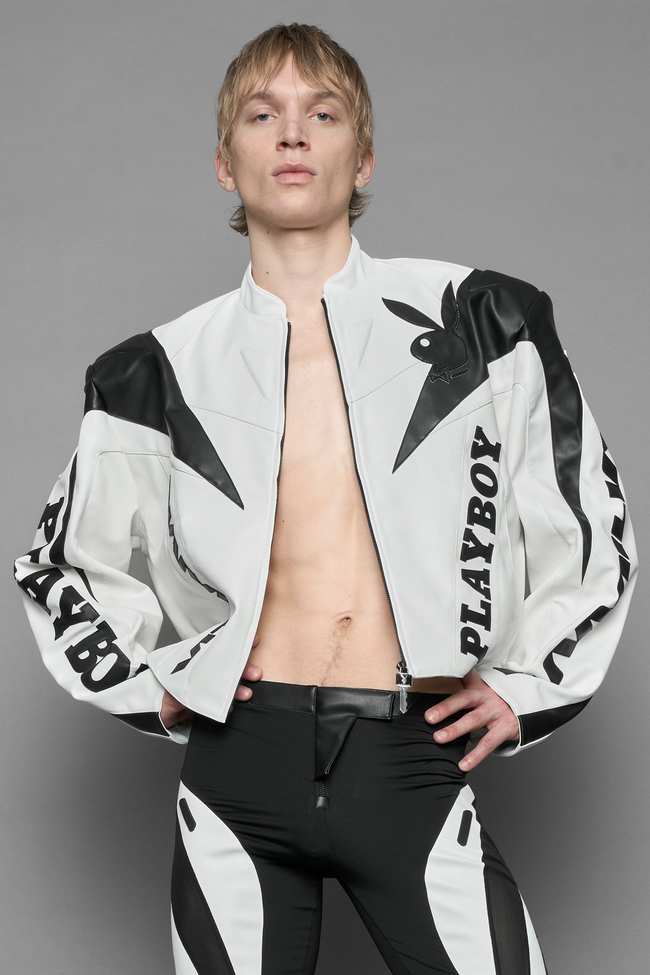 Playboy Moto Jacket White Black — view 7
