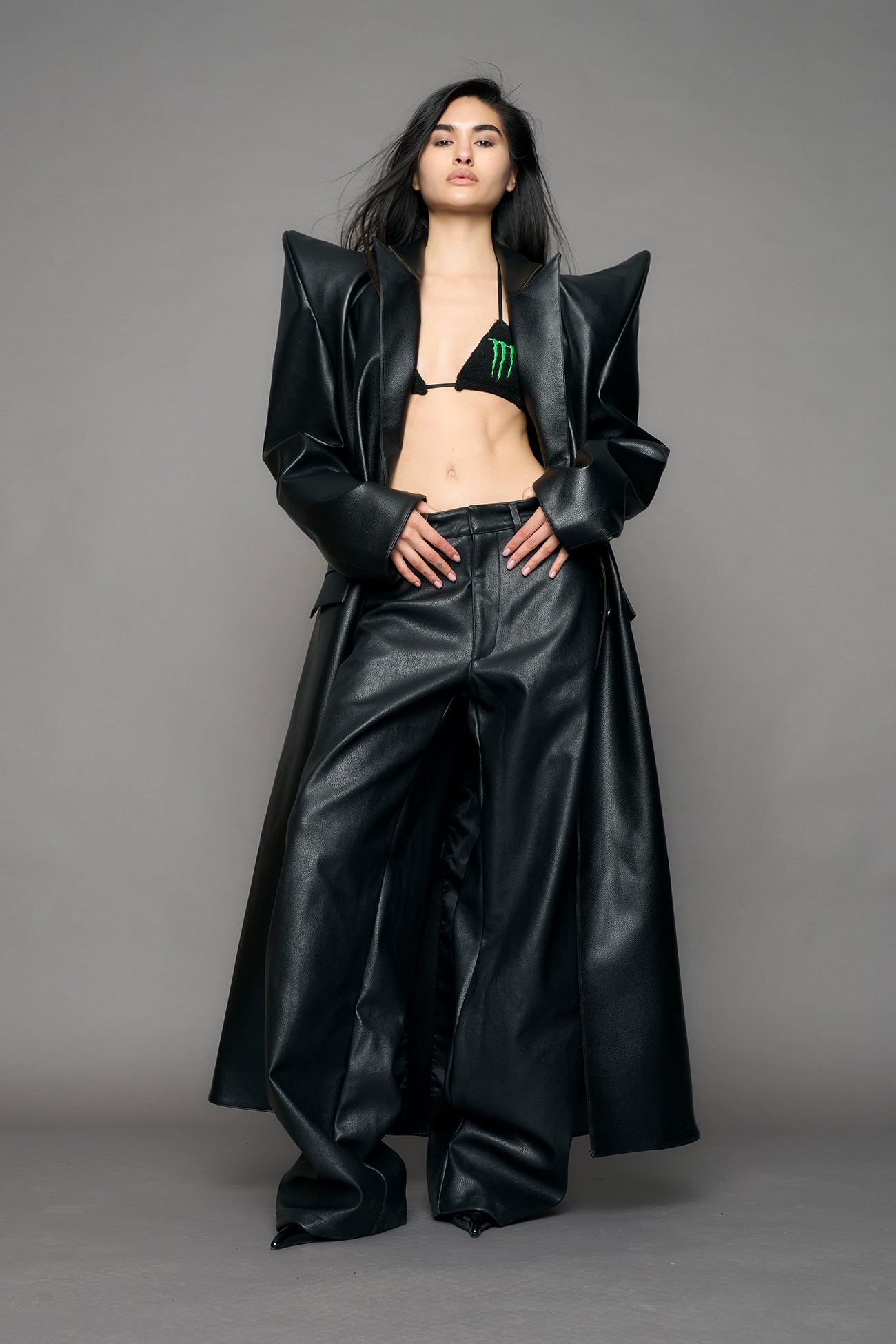 Doomsday Elongated Leather Coat — view 2