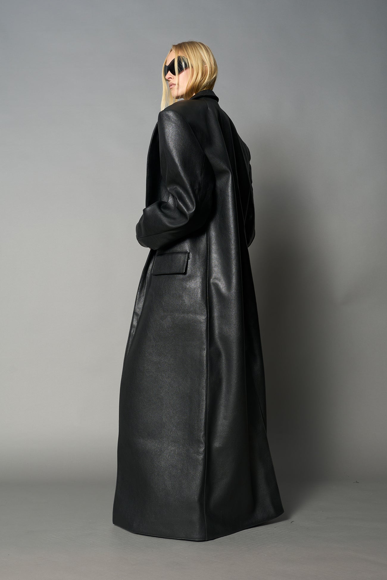 Leather Elongated Blazer Coat — view 4
