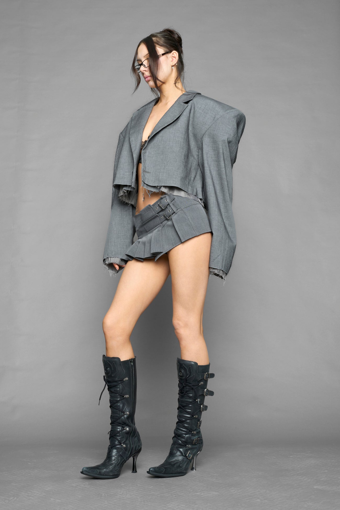 micro pleated suiting skirt — view 5