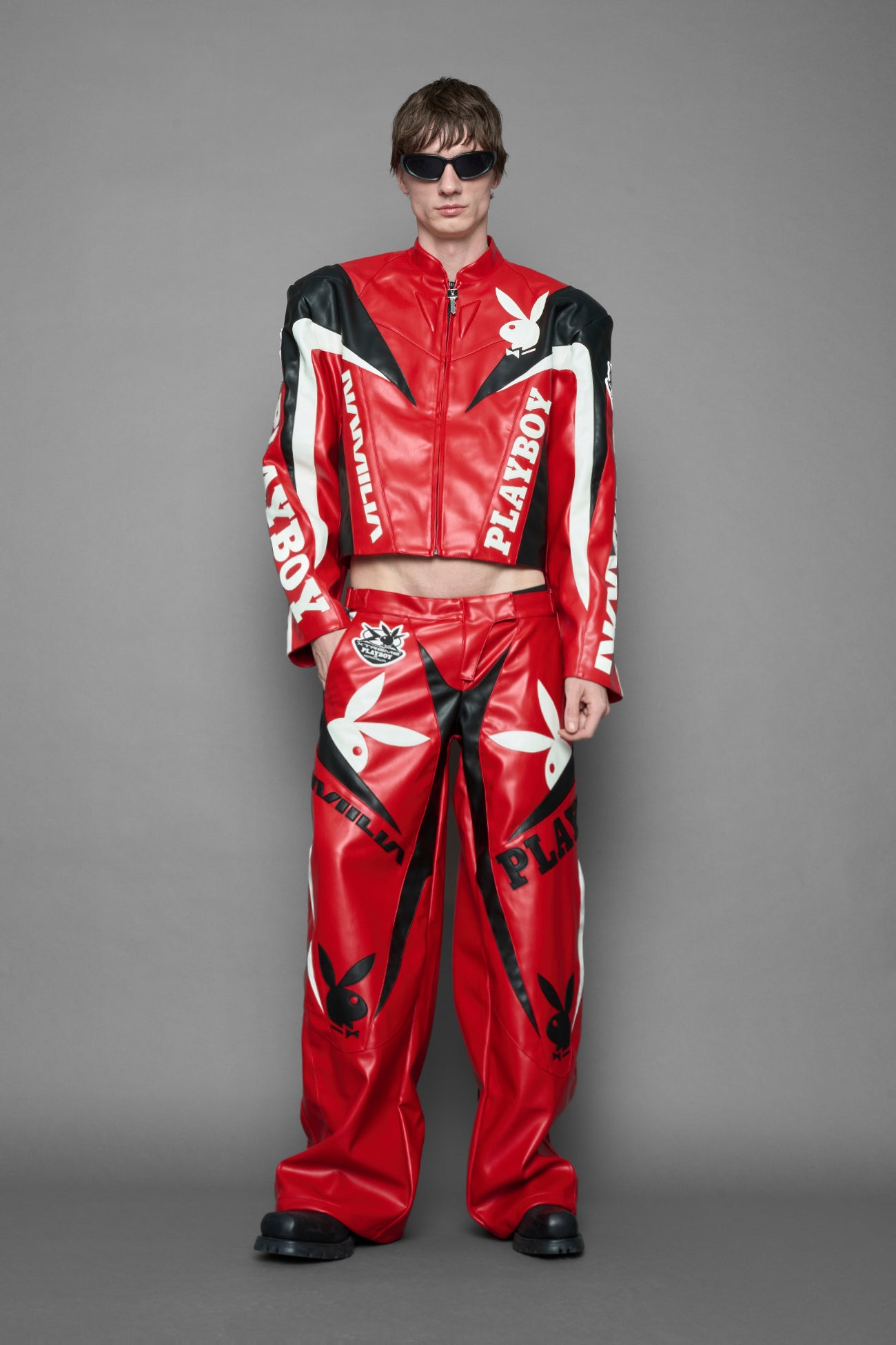 Playboy Moto Jacket Red Black — view 7