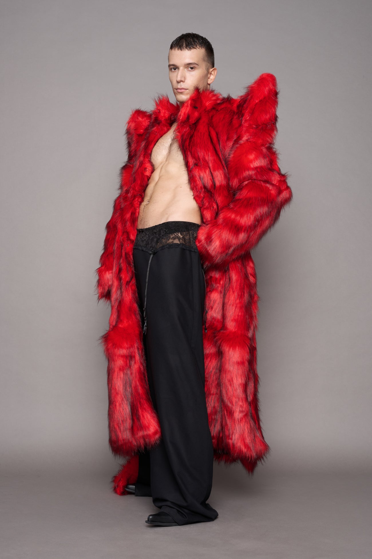 Doomsday Faux Fur Coat Red — view 8