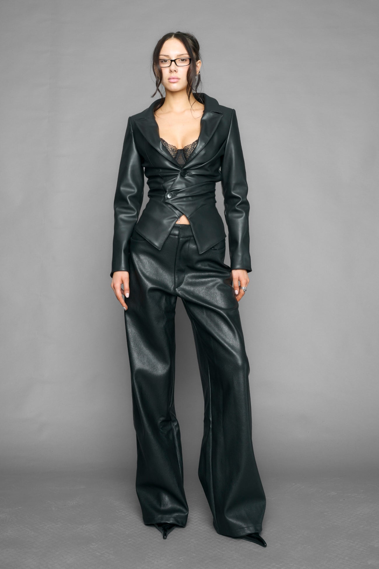 draped leather Blazer — view 1