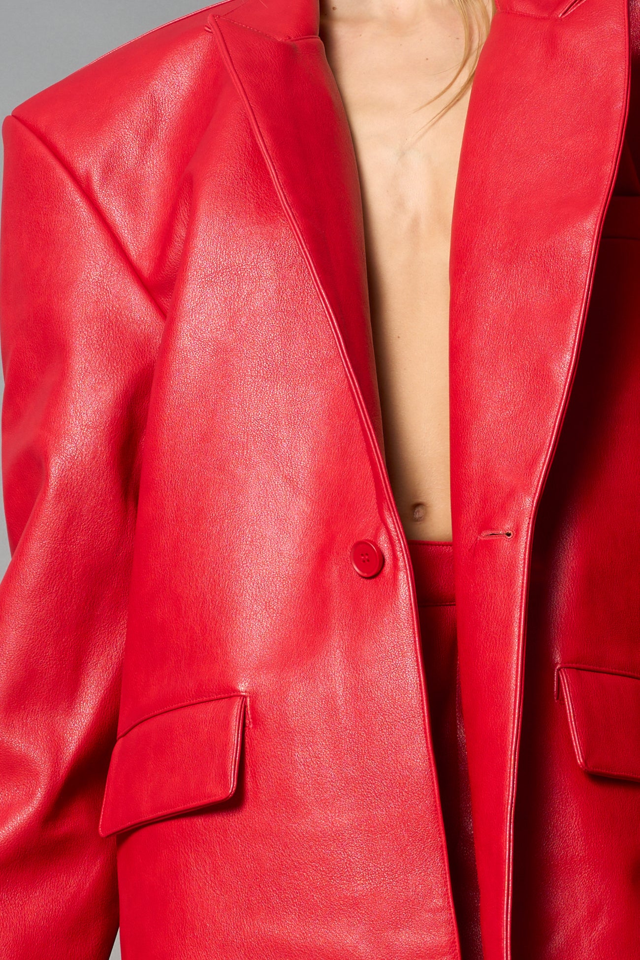 Leather Elongated Blazer Coat — view 11