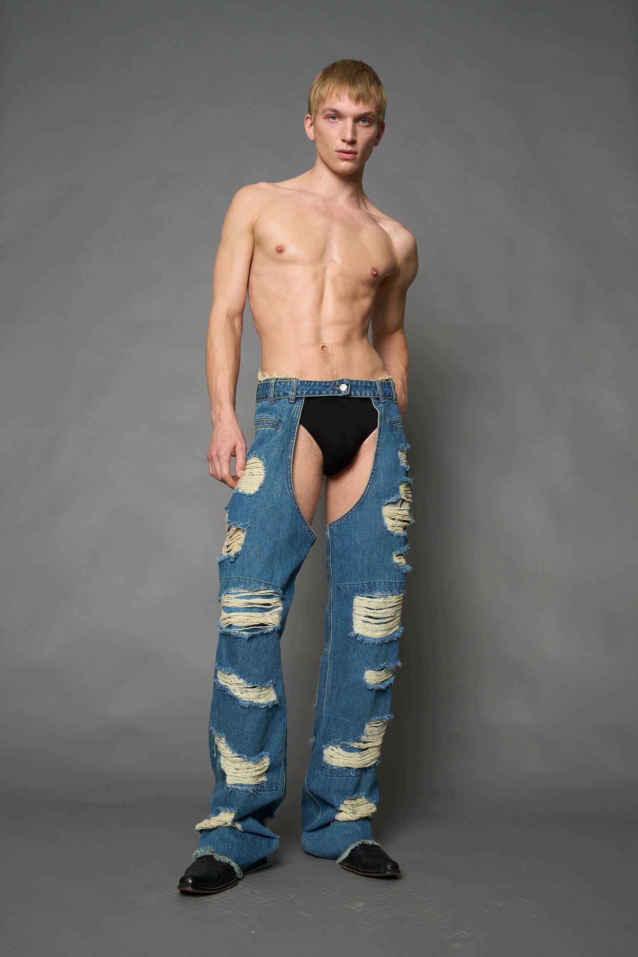 Denim Shredded Chaps — view 6