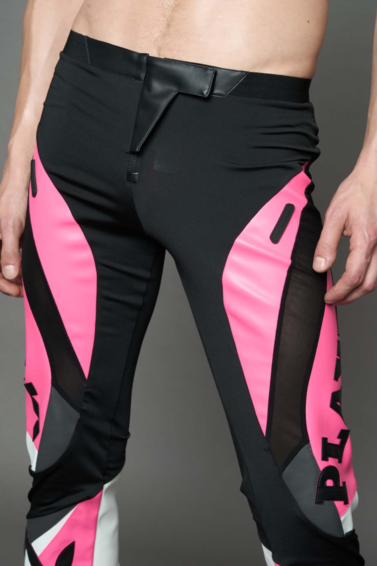 Playboy Moto Mesh Pants Pink Black — view 9