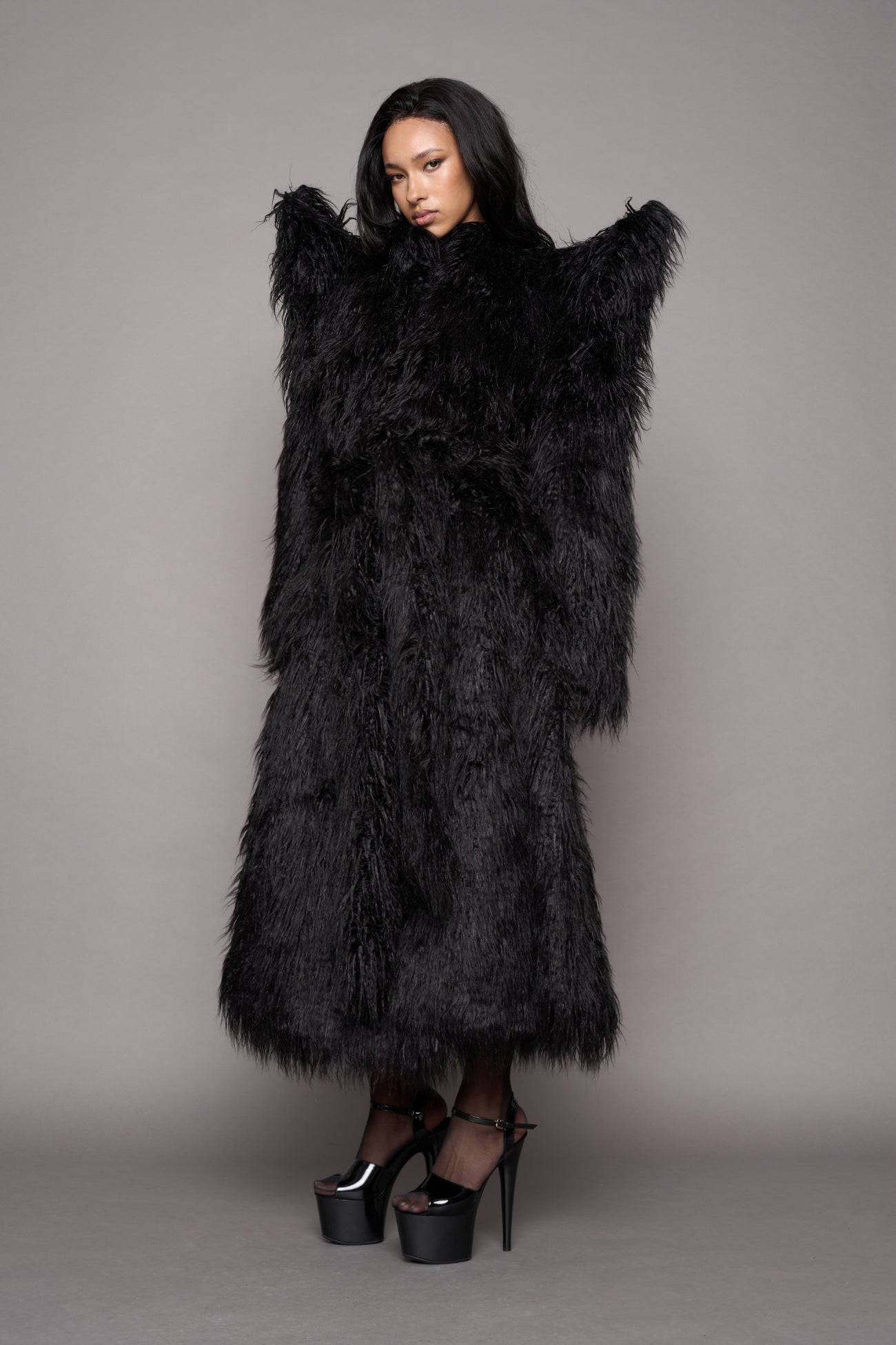 Doomsday Faux Fur Coat Black — view 5