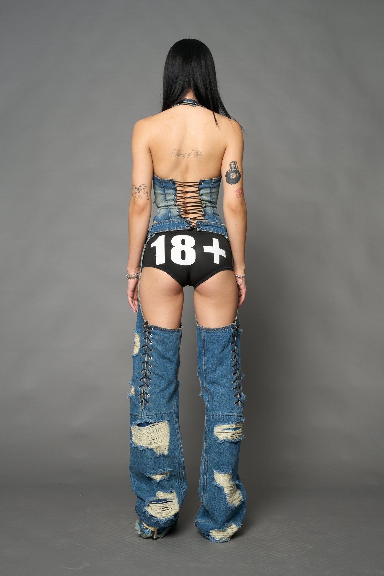 Denim Shredded Chaps — view 13