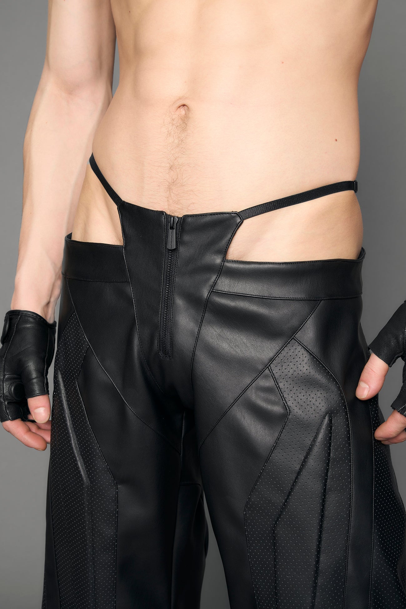 Perforated Moto Thong Pants — view 8