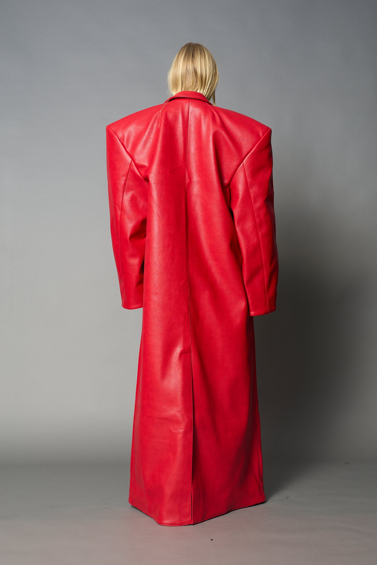 Leather Elongated Blazer Coat — view 18