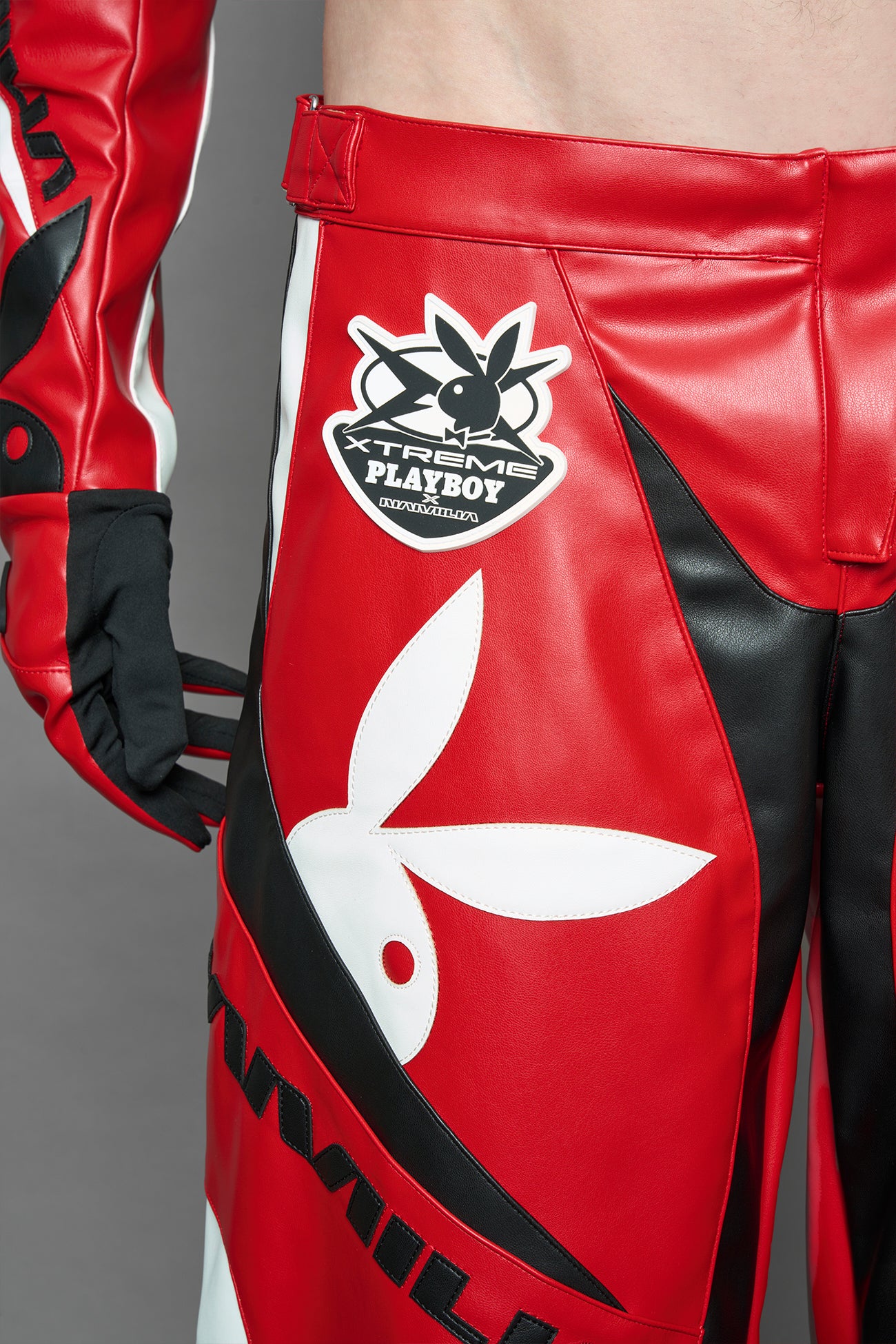 PU LEATHER PLAYBOY EMBROIDERY