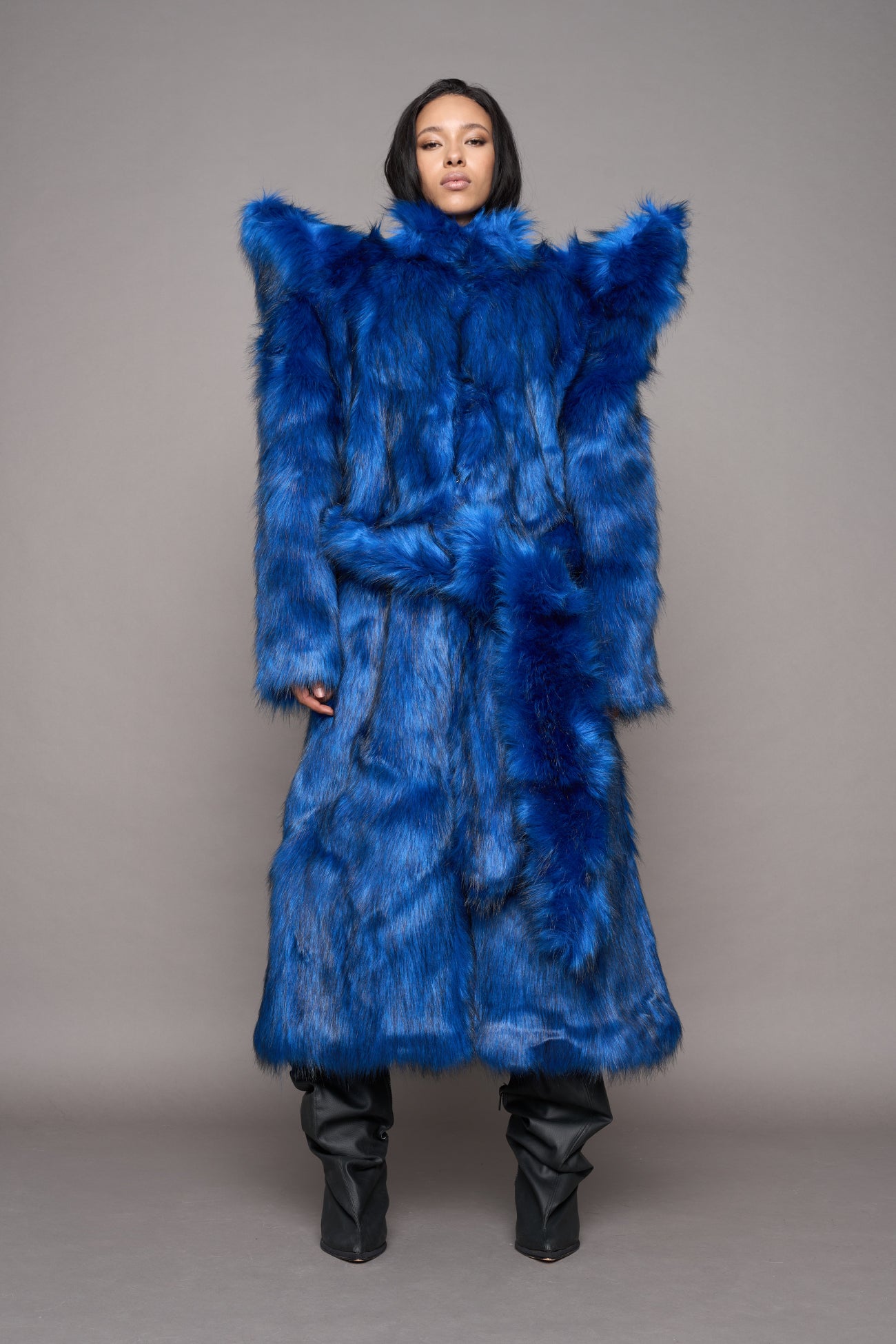 Doomsday Faux Fur Coat Cobalt — view 2