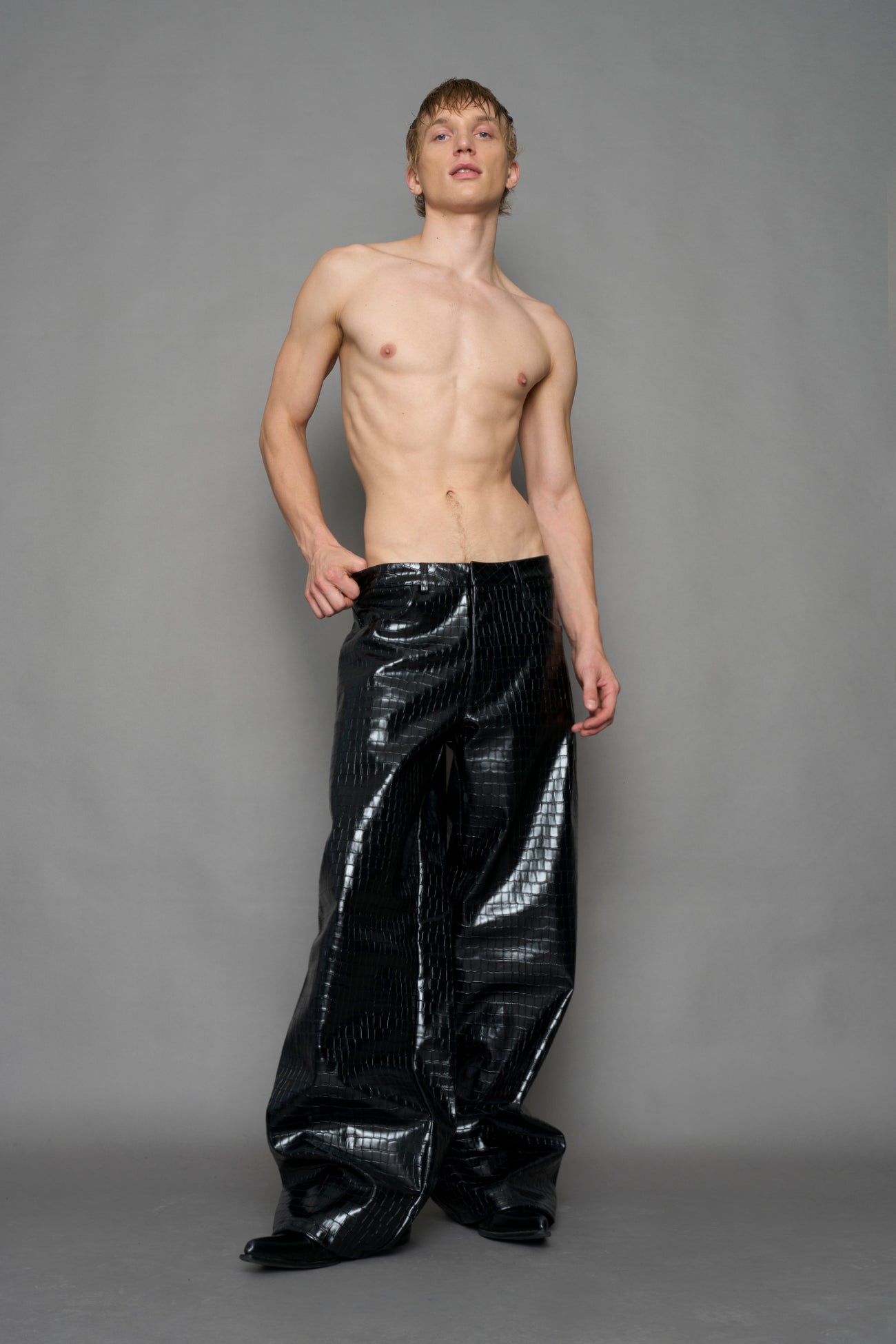 Leather Baggy Suiting Pants — view 9