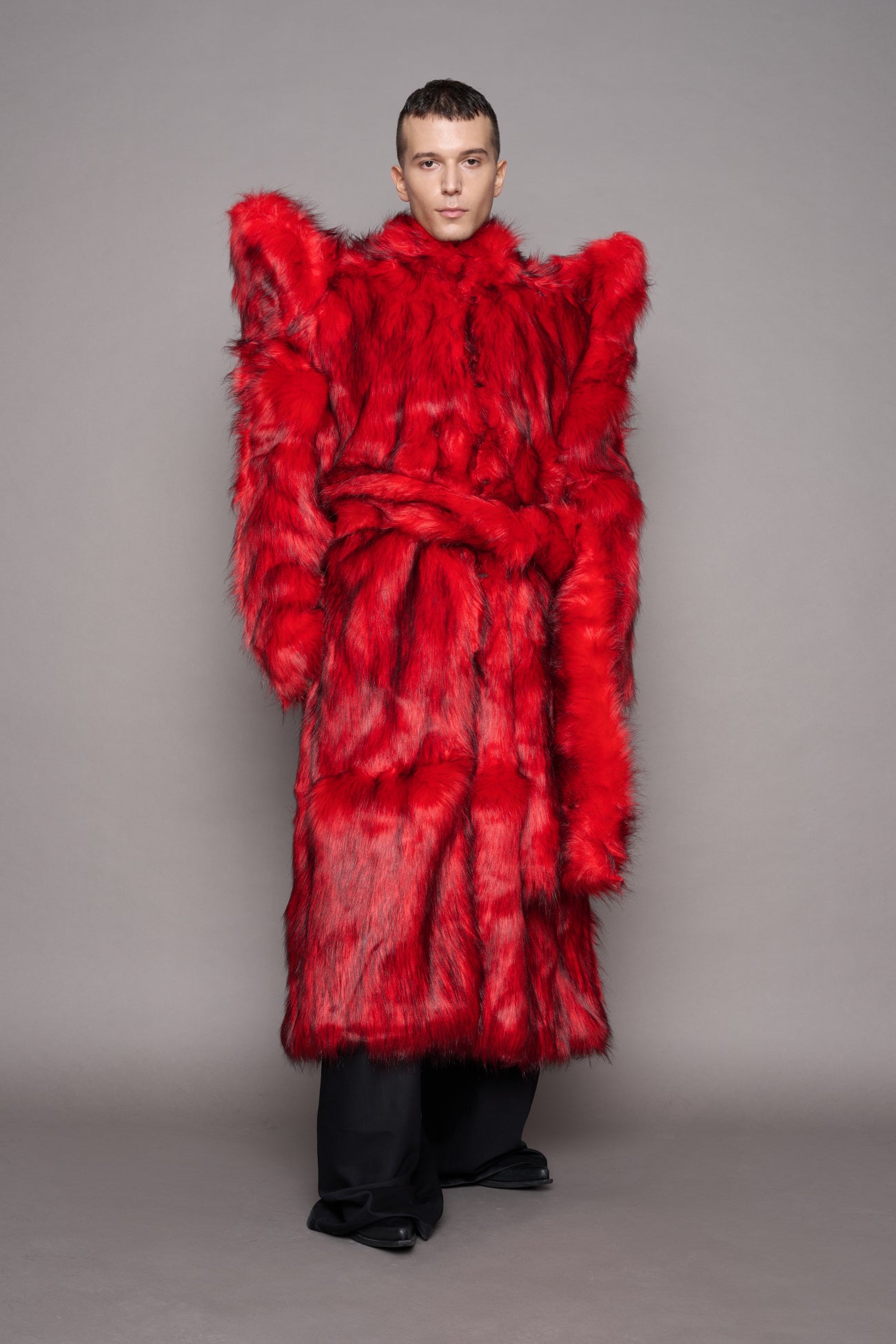 Doomsday Faux Fur Coat Red — view 10