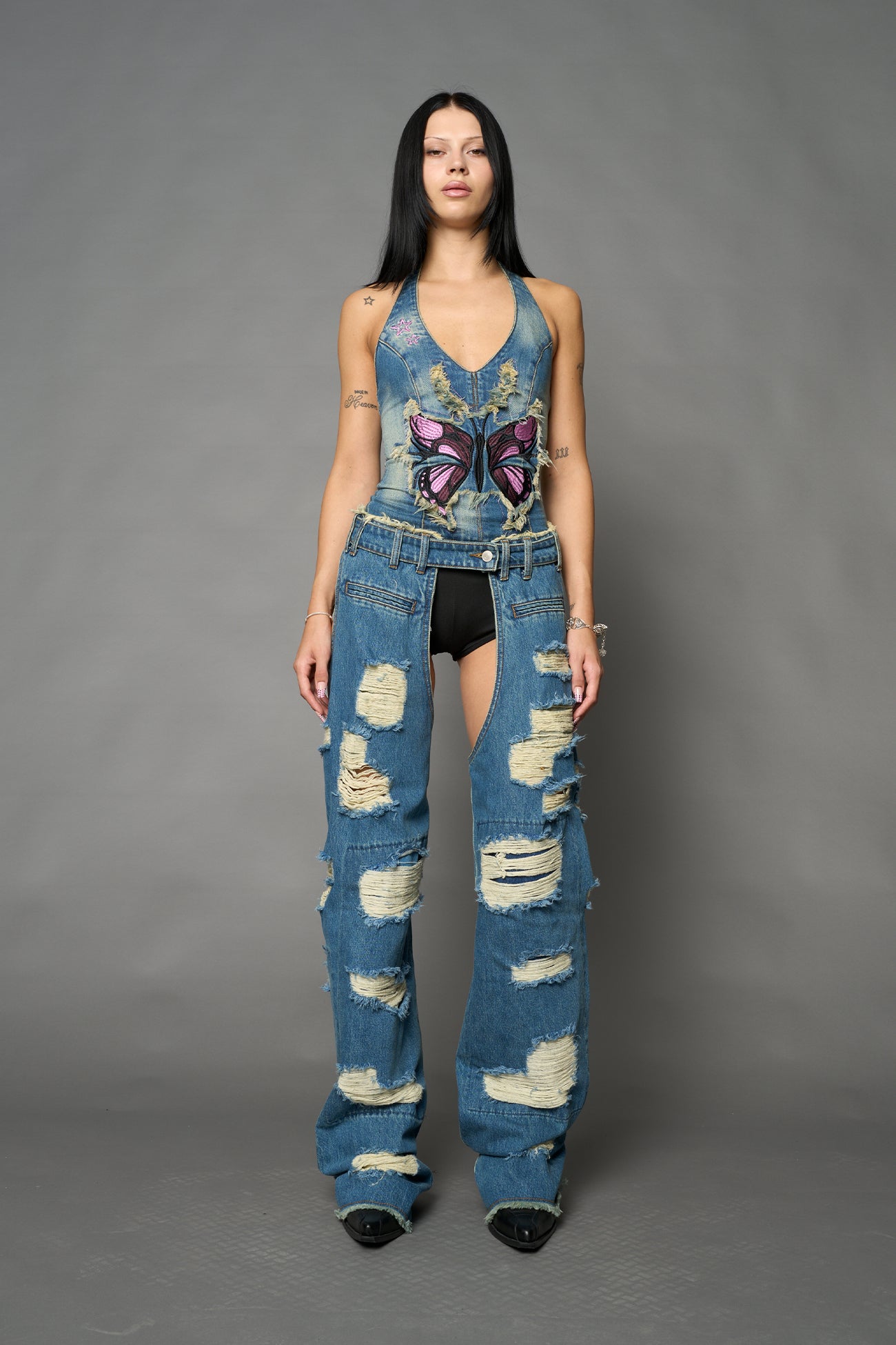 Denim Shredded Chaps — view 10