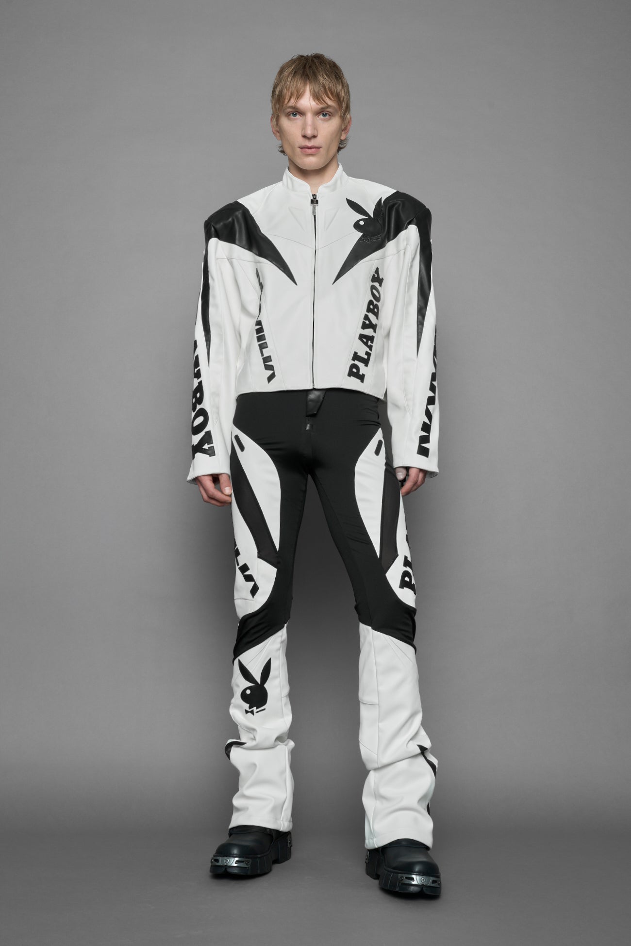 Playboy Moto Jacket White Black — view 6
