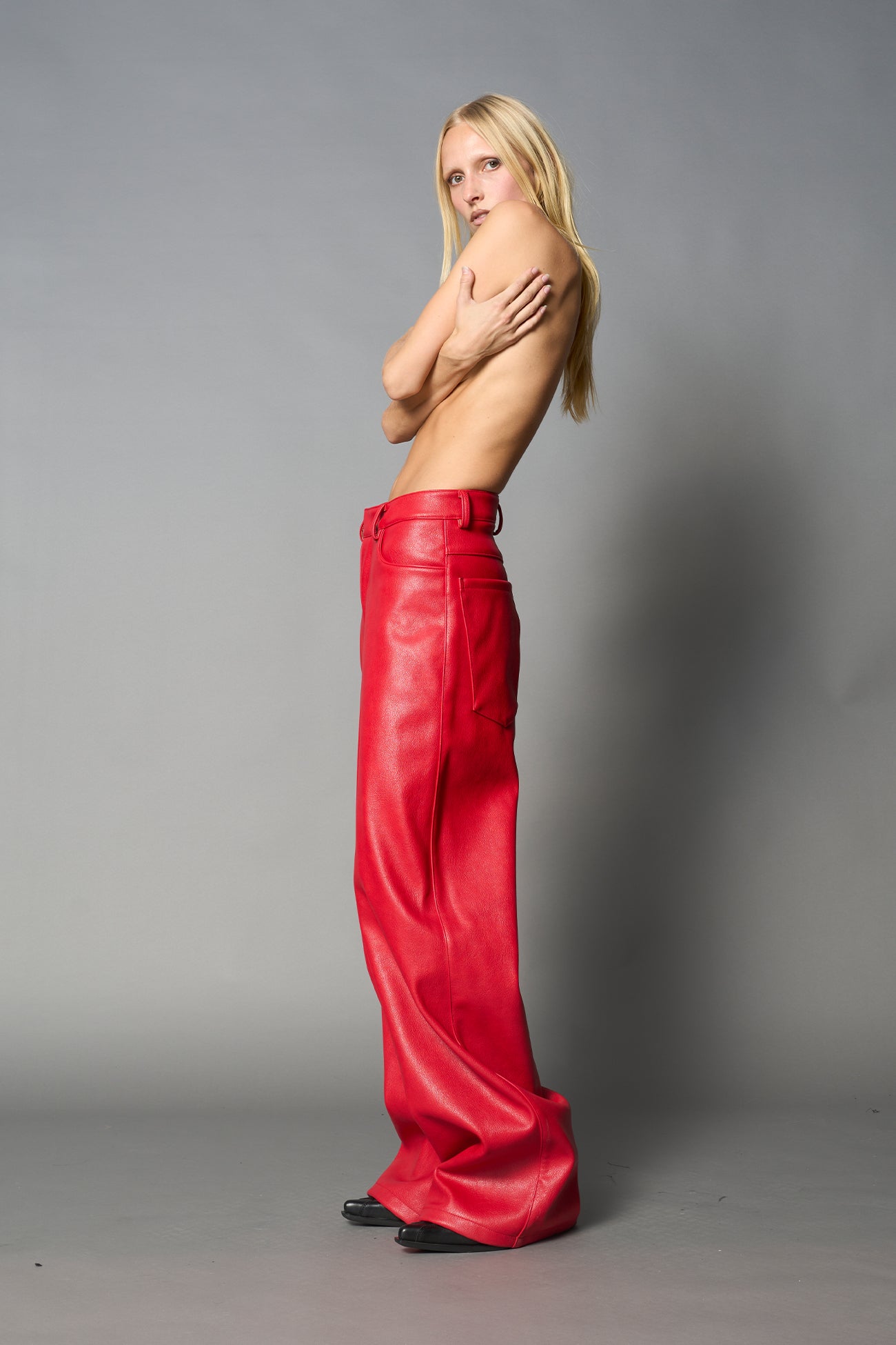 Leather Baggy Suiting Pants — view 4
