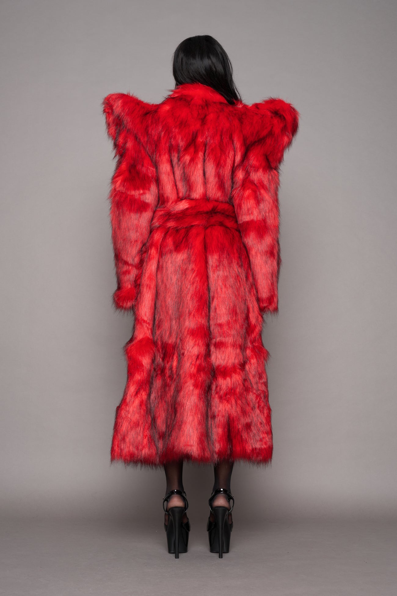 Doomsday Faux Fur Coat Red — view 4