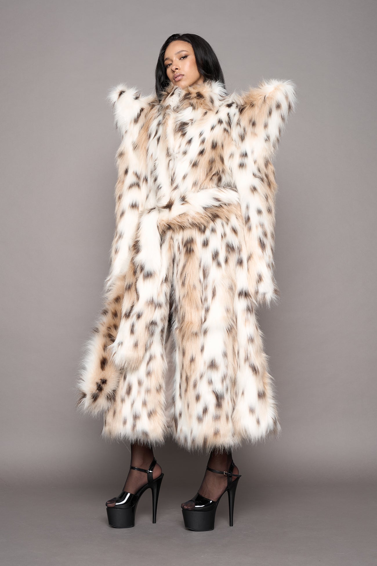 Doomsday Faux Fur Coat Snow Lynx — view 3