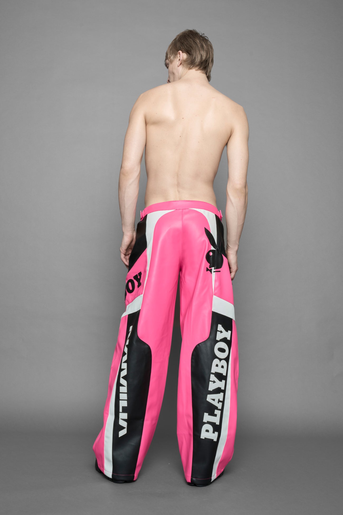Playboy Moto Pants Pink Black — view 7
