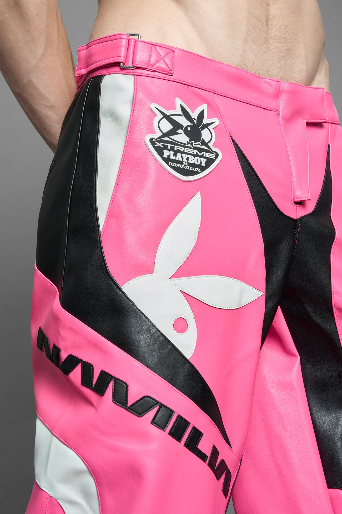 PU LEATHER PLAYBOY EMBROIDERY
