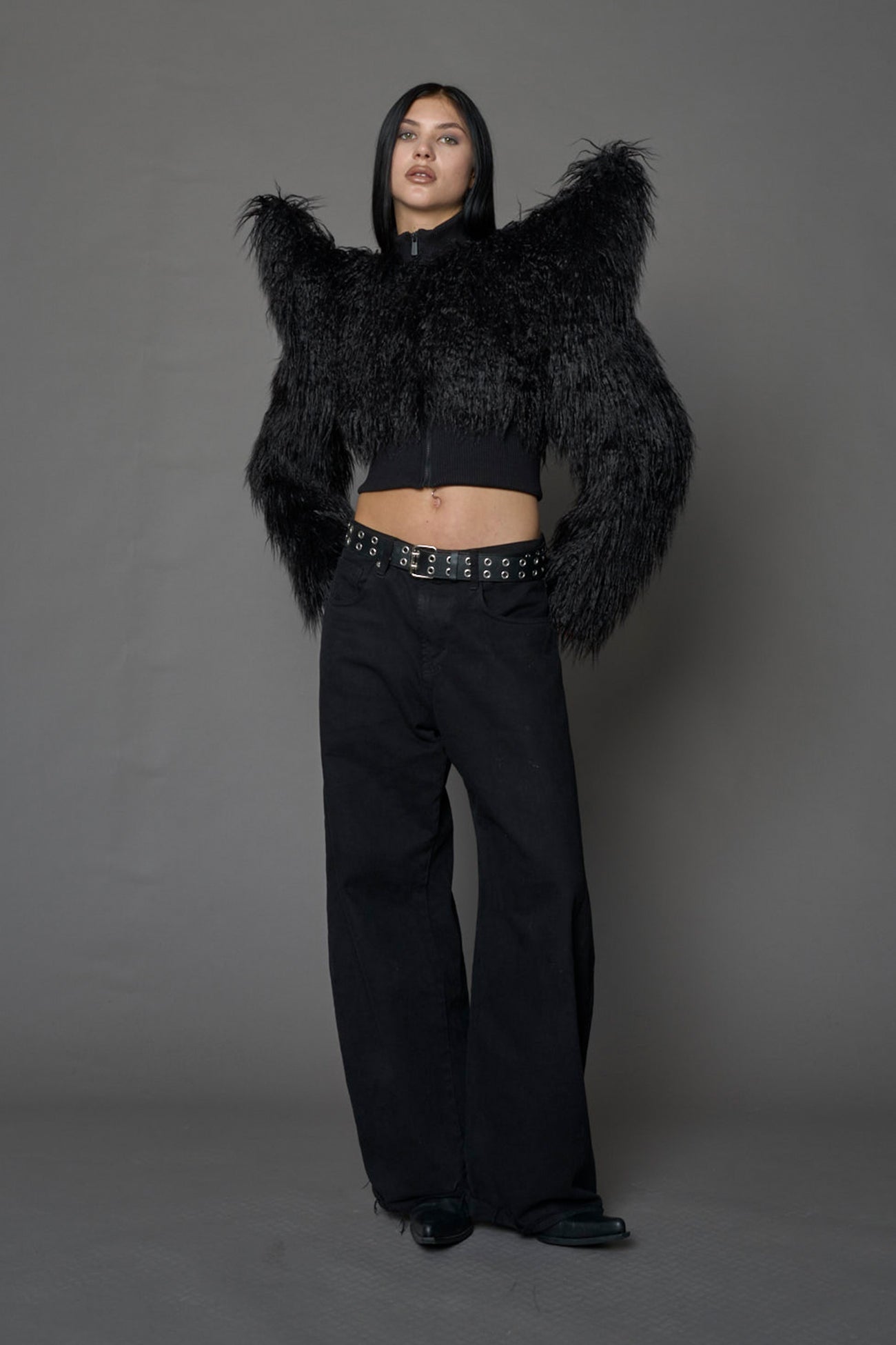 Doomsday Crop Faux Fur Jacket — view 2