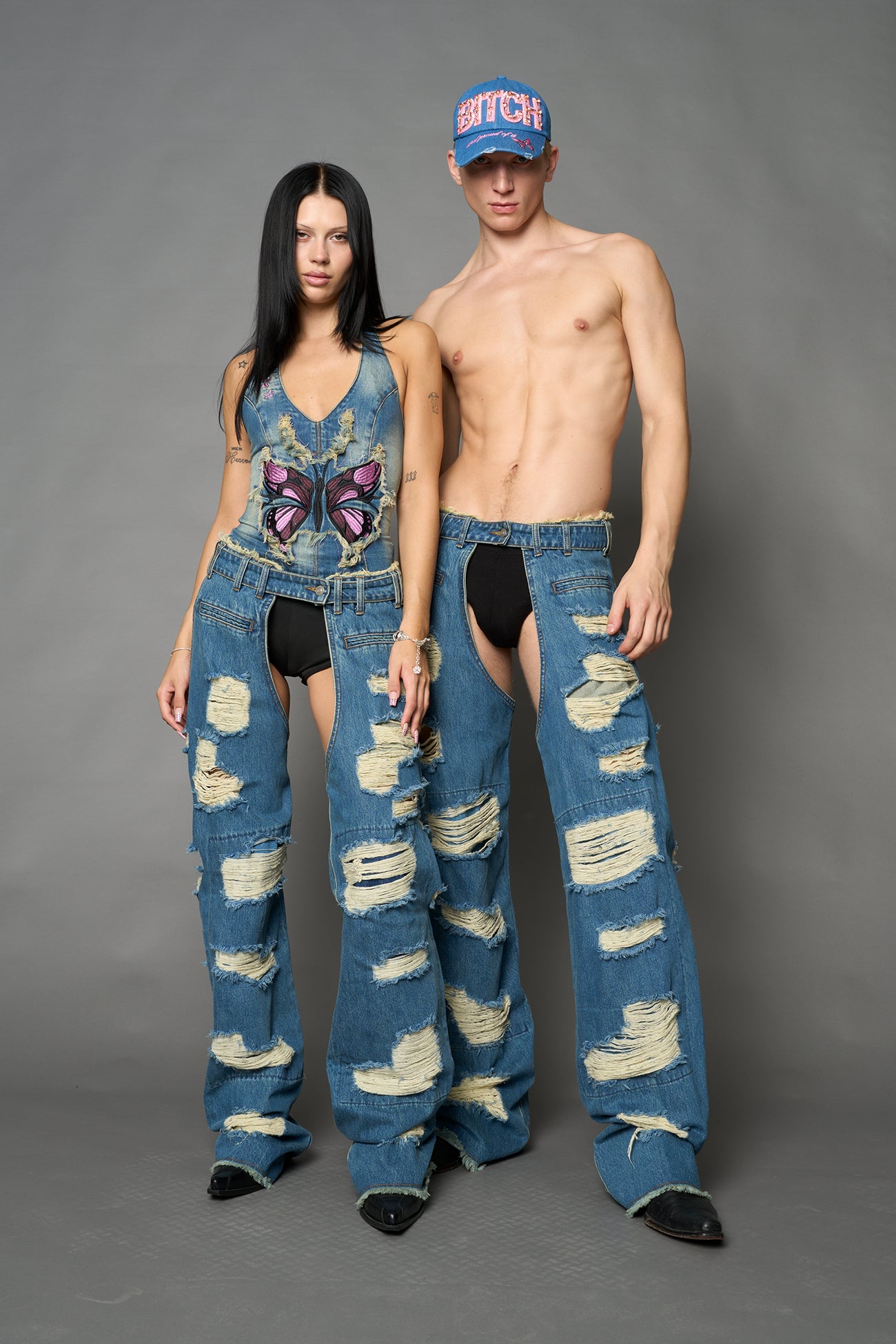 Denim Shredded Chaps — view 16