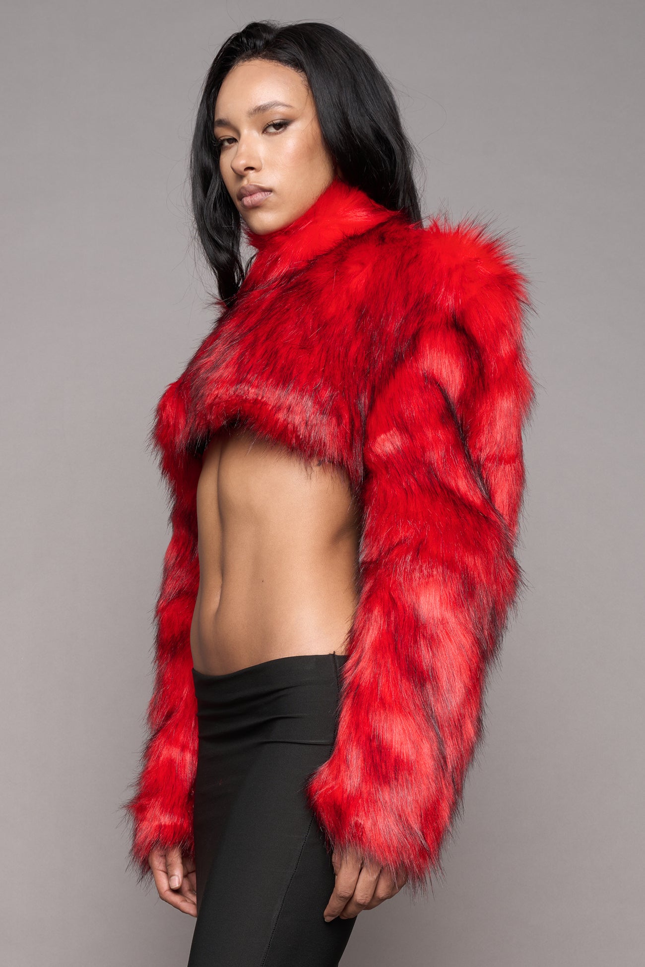 Diva Faux Fur Bolero RED — view 4