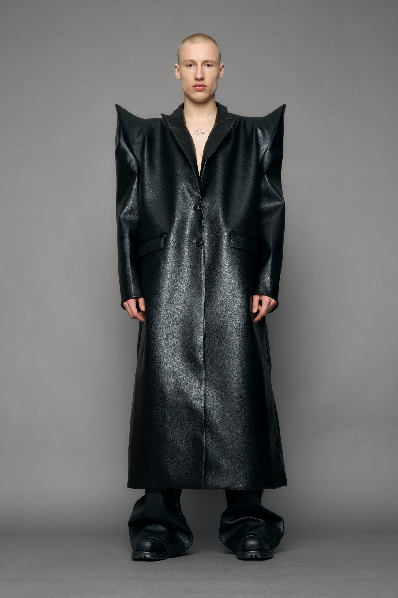 Doomsday Elongated Leather Coat — view 7