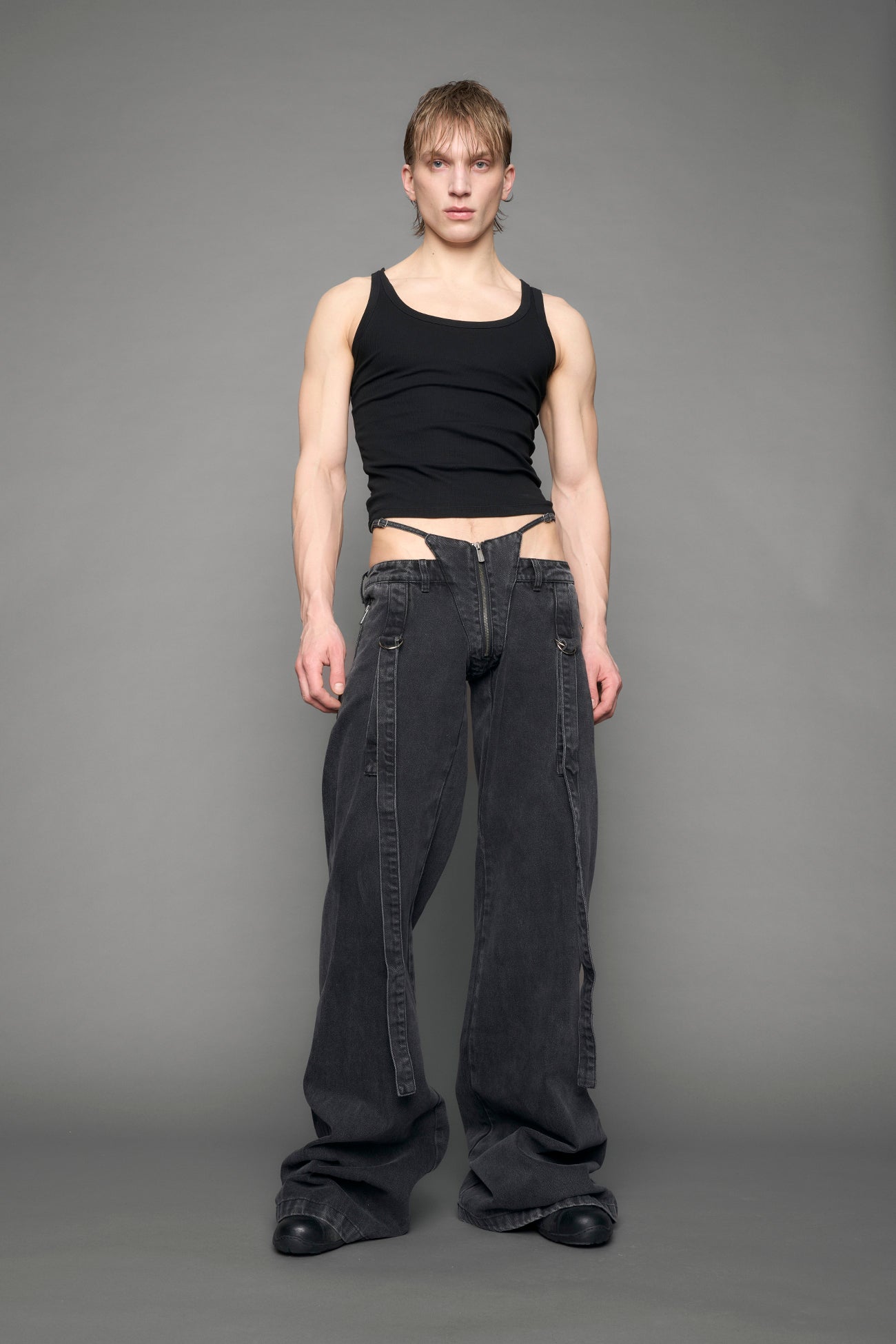 Belted Denim Thong Pants — view 6