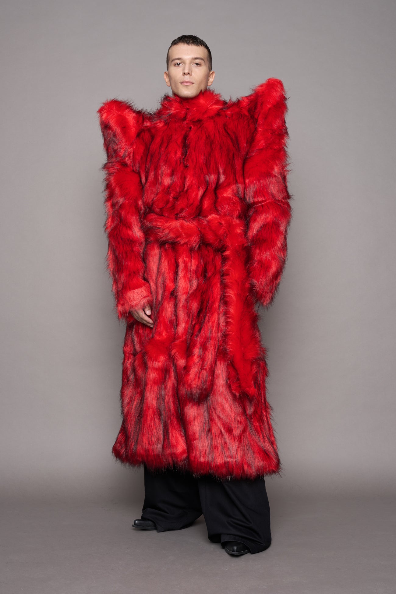 Doomsday Faux Fur Coat Red — view 7