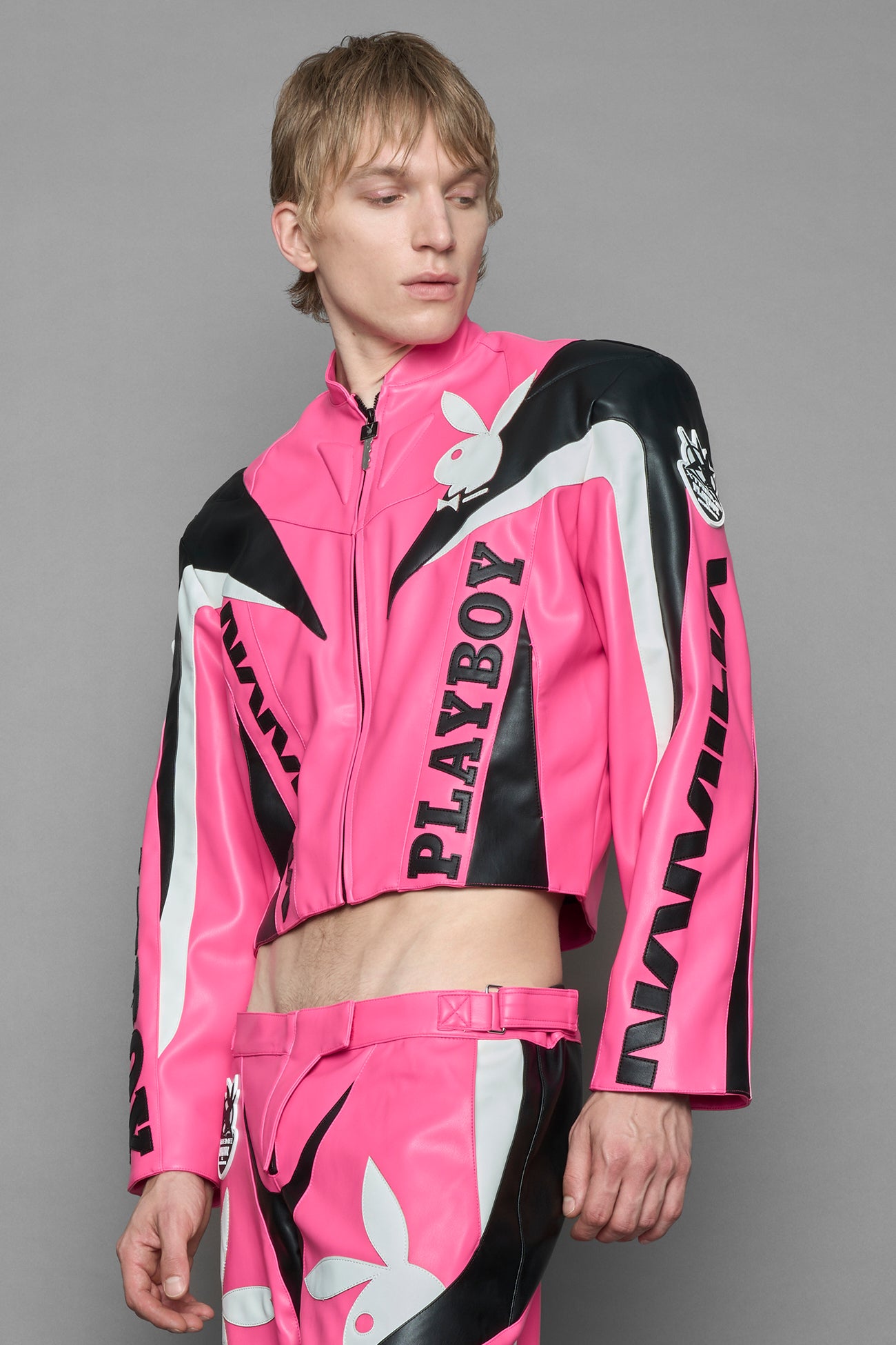 Playboy Moto Jacket Pink Black — view 10