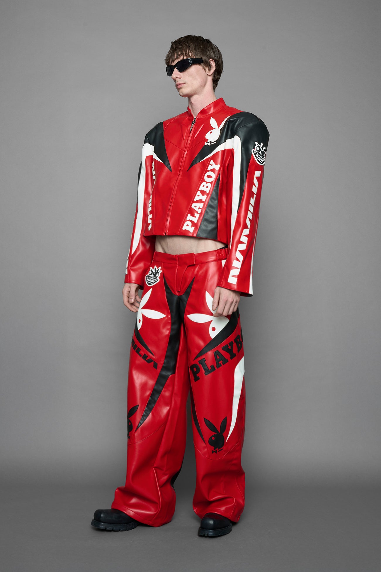 Playboy Moto Pants Red Black — view 7