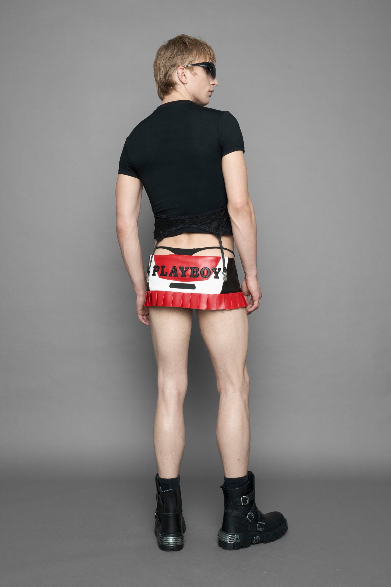 Playboy Moto Mini Skirt Red Black — view 8