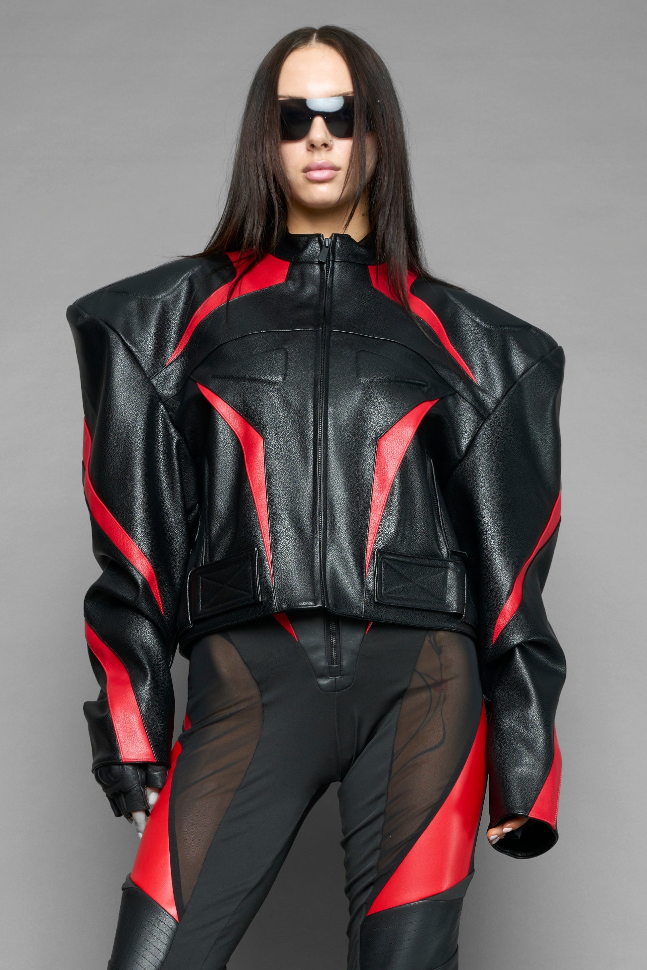 power shoulder moto jacket — view 12