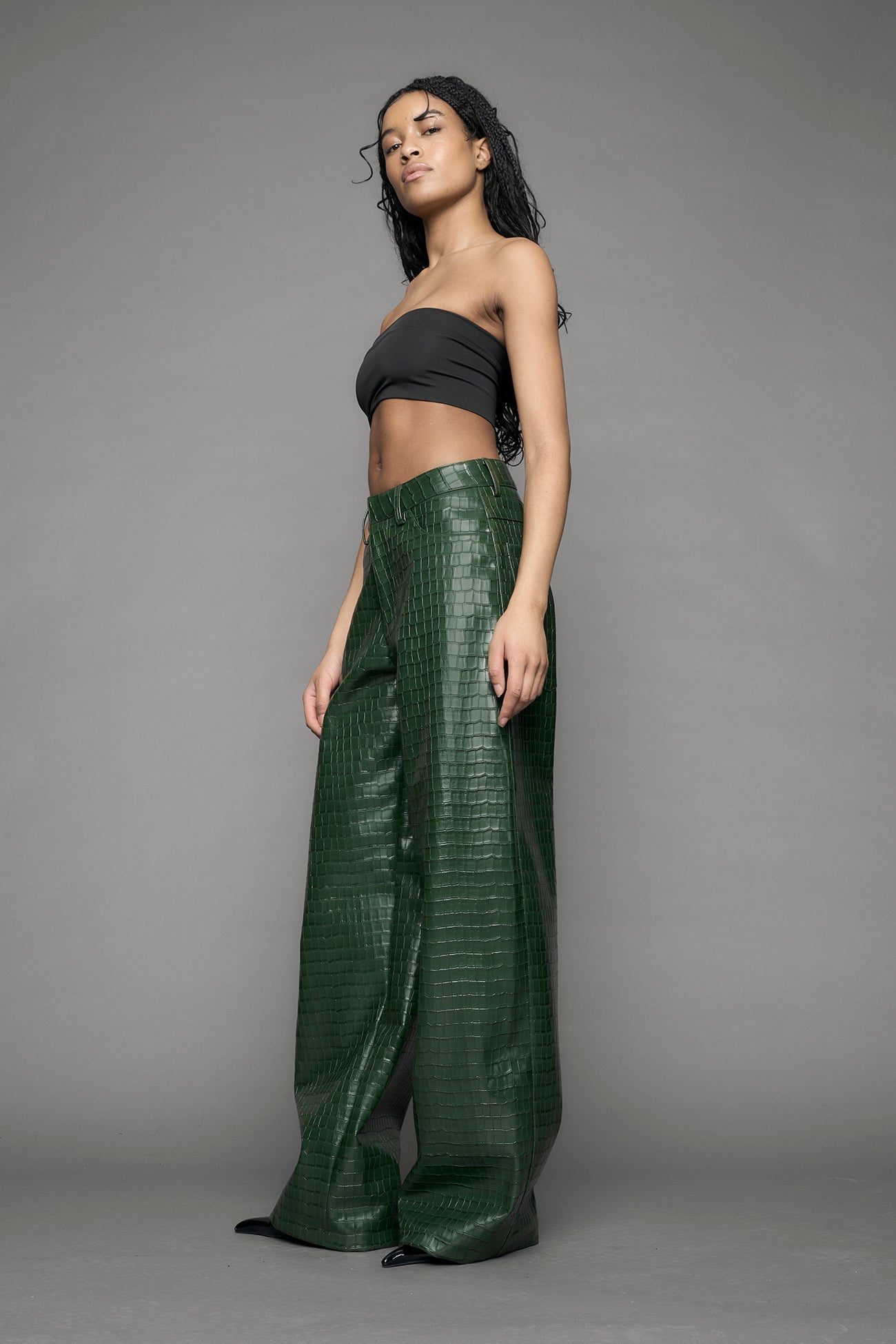 Leather Baggy Suiting Pants — view 3
