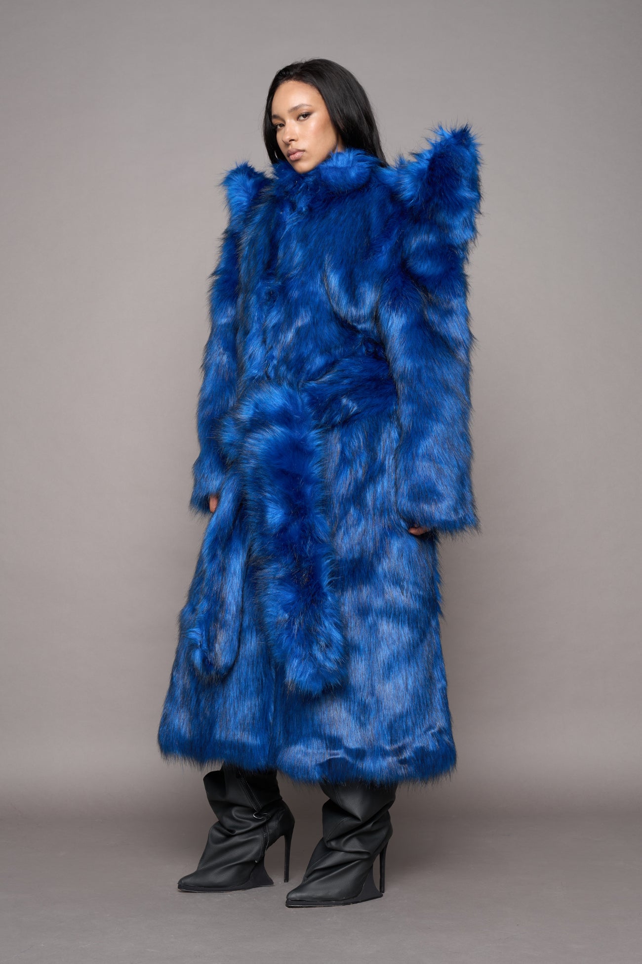 Doomsday Faux Fur Coat Cobalt — view 3