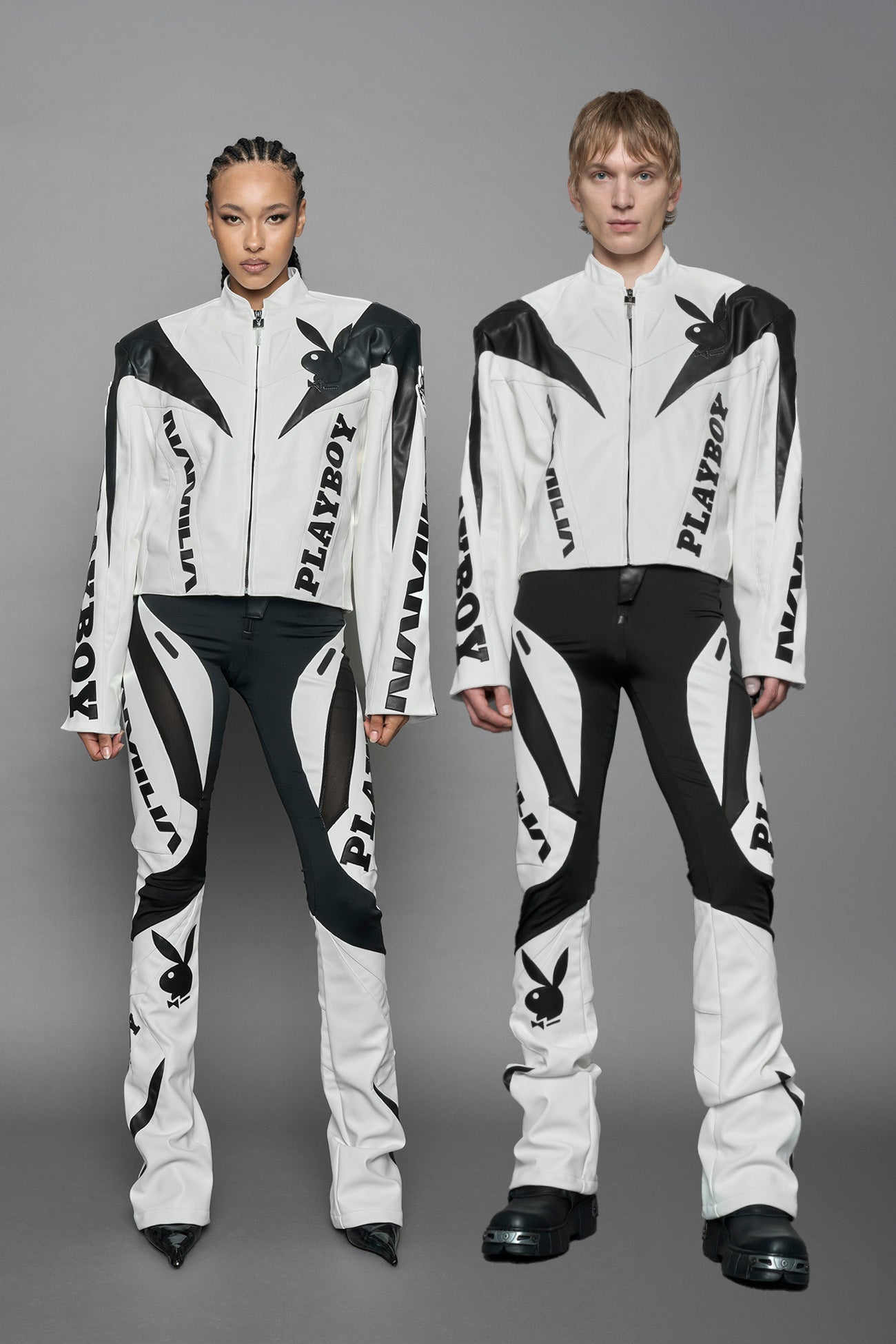 Playboy Moto Jacket White Black — view 1