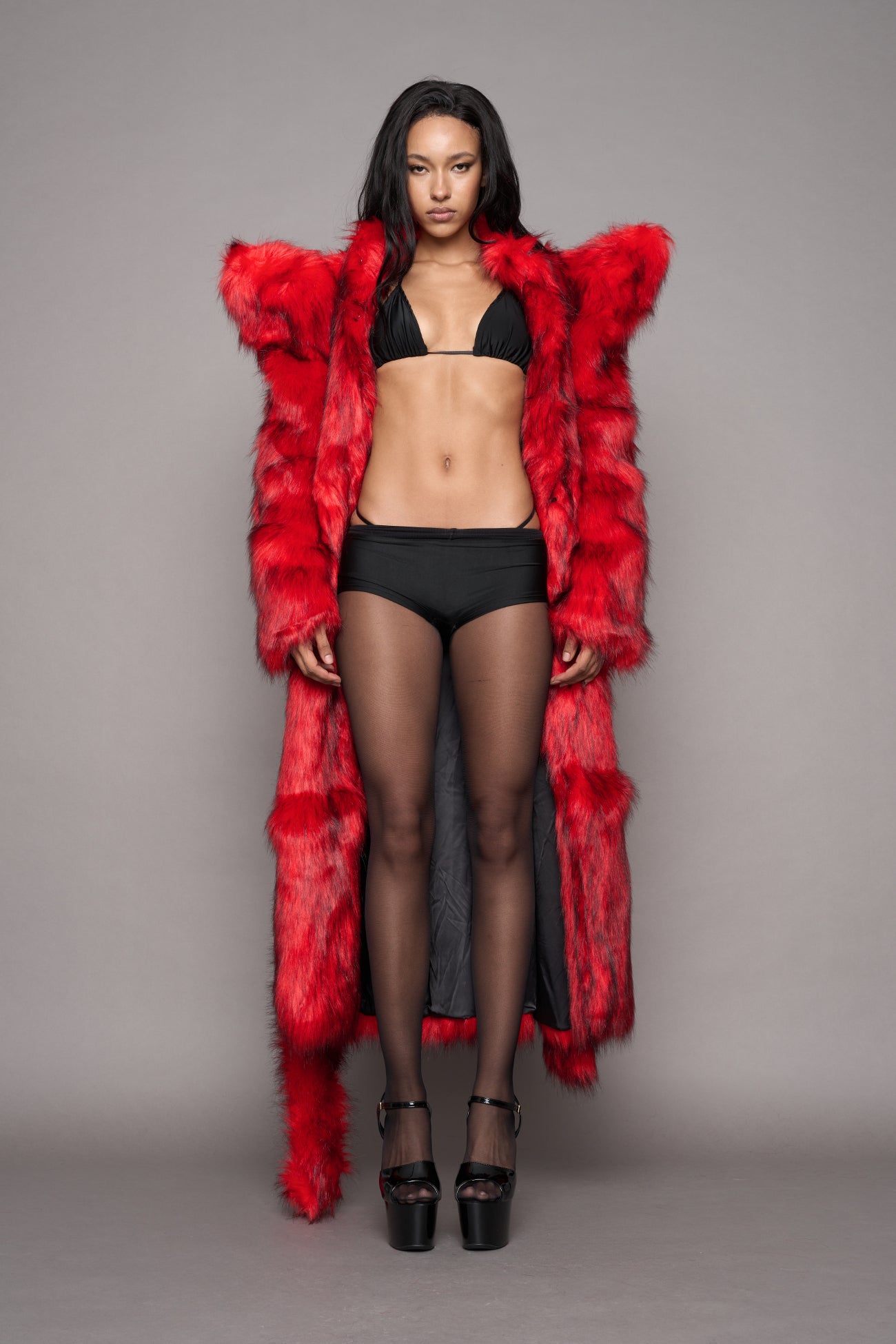 Doomsday Faux Fur Coat Red — view 6