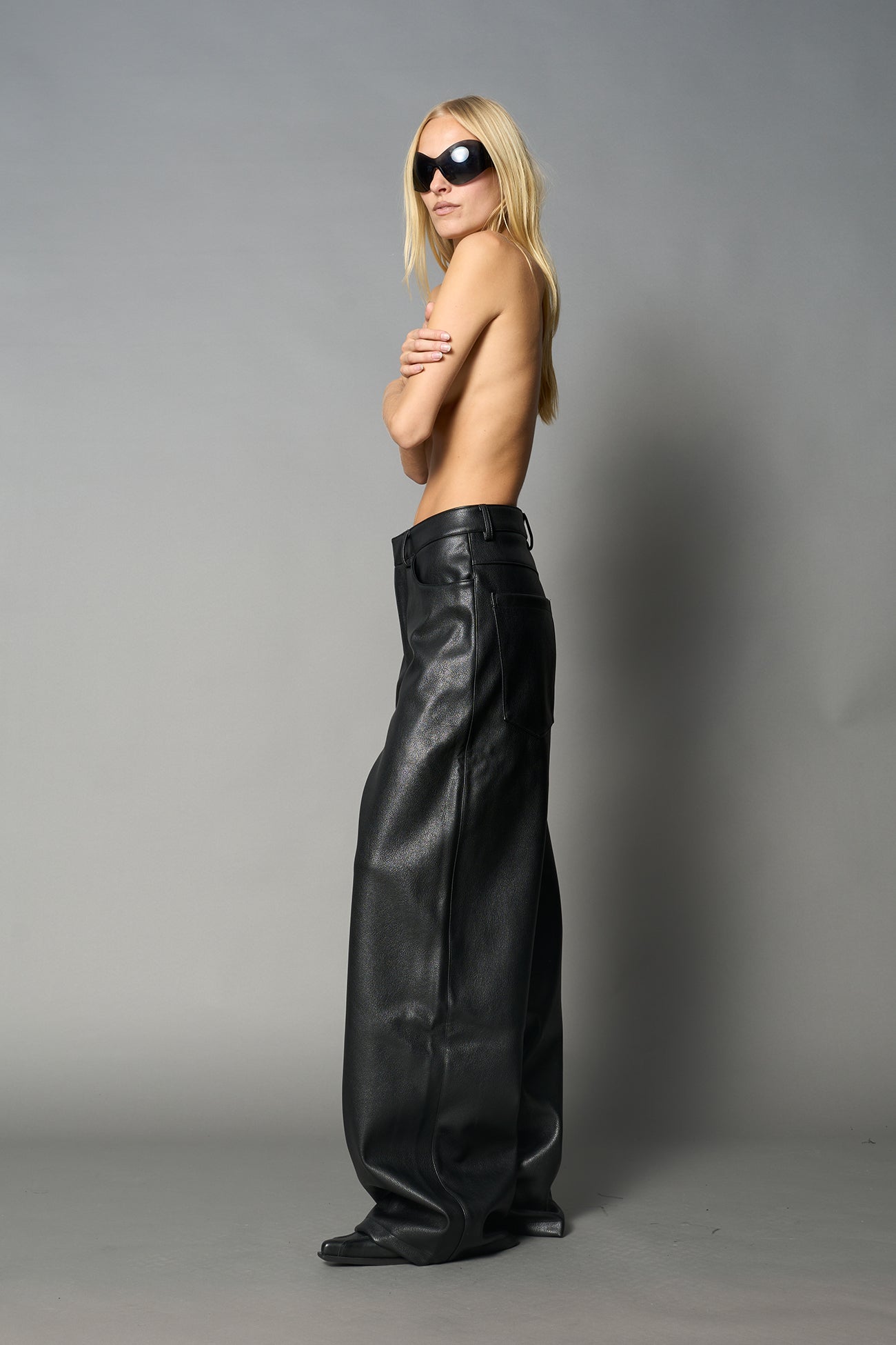 Leather Baggy Suiting Pants — view 2