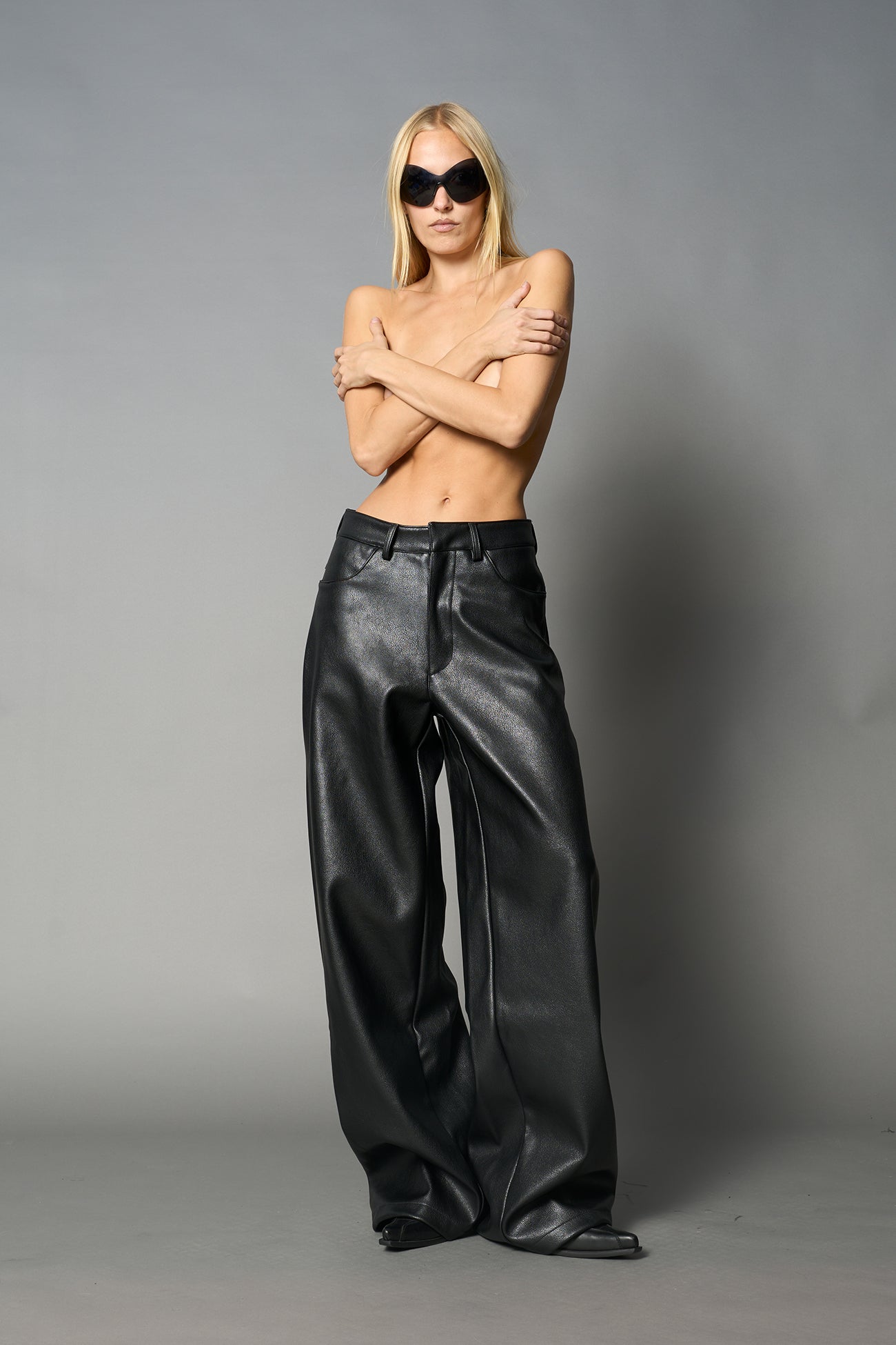 Leather Baggy Suiting Pants — view 1