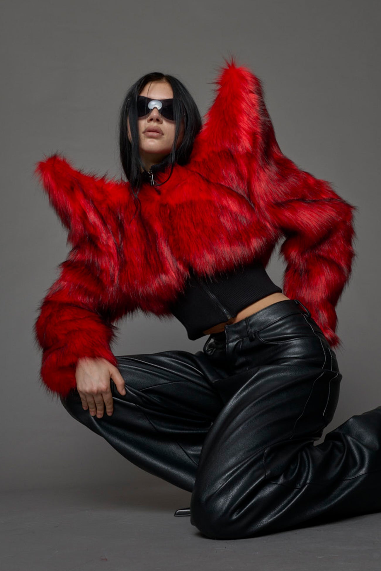 Doomsday Crop Faux Fur Jacket — view 9