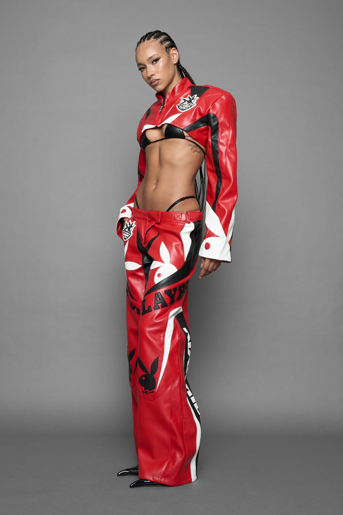 Playboy Moto Bolero Jacket Black Red — view 4