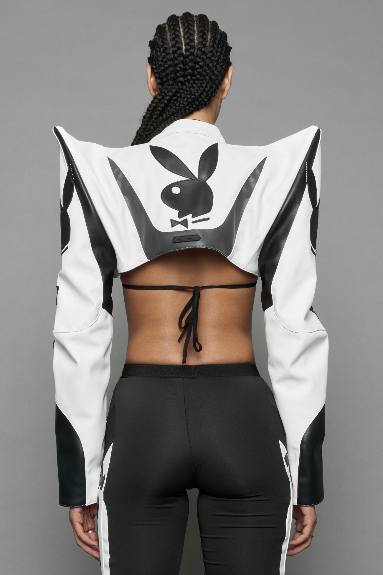 Playboy Spike Shoulder Bolero White Black — view 4