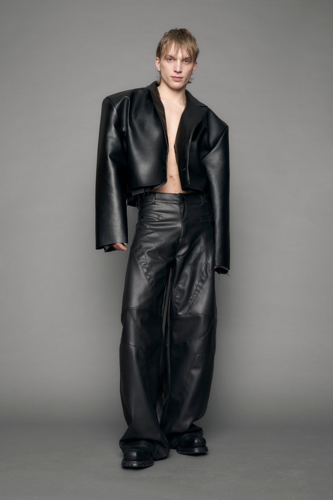 Leather Cropped Blazer — view 5