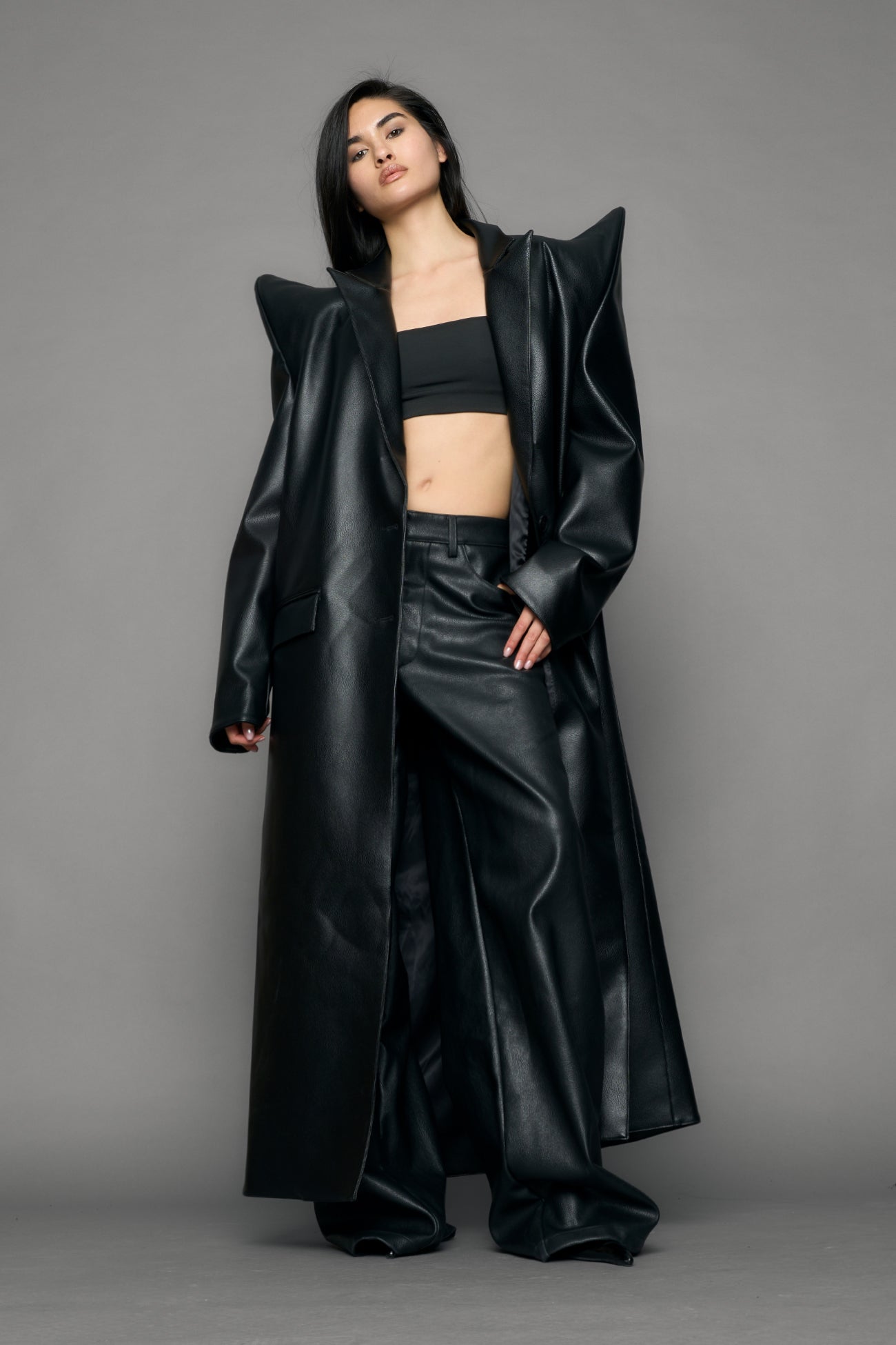 Doomsday Elongated Leather Coat — view 3