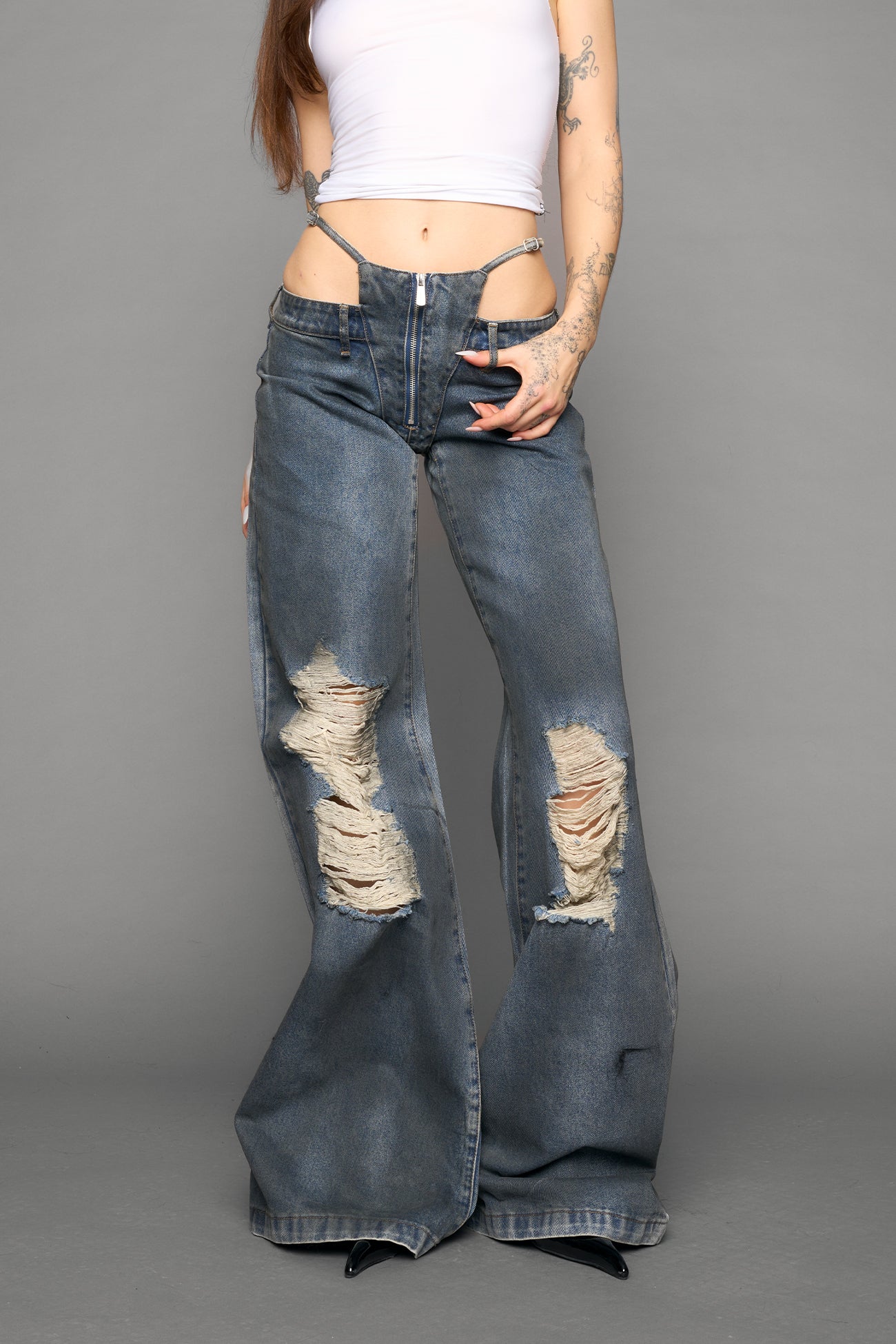 Denim Thong Pants — view 2