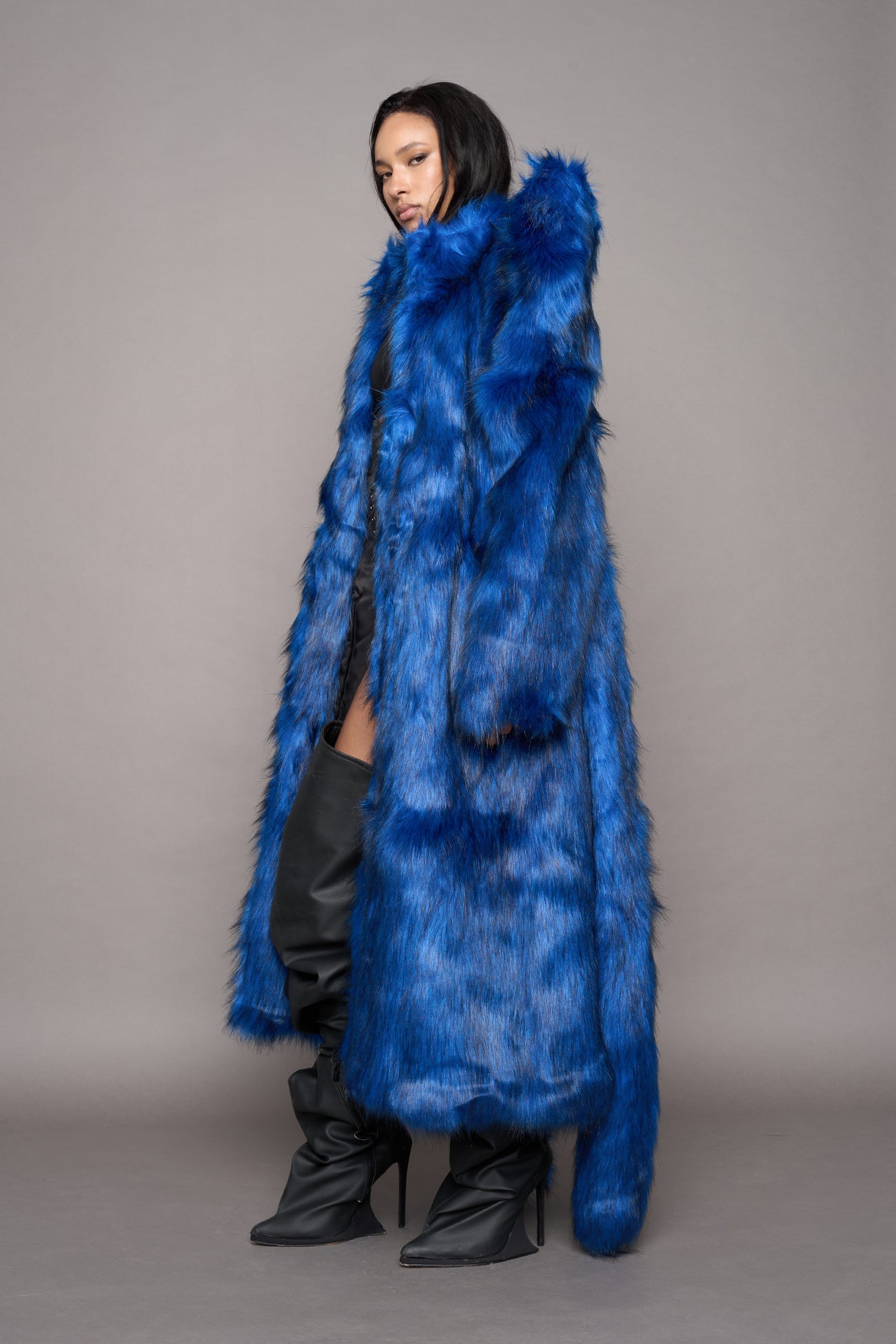 Doomsday Faux Fur Coat Cobalt — view 6