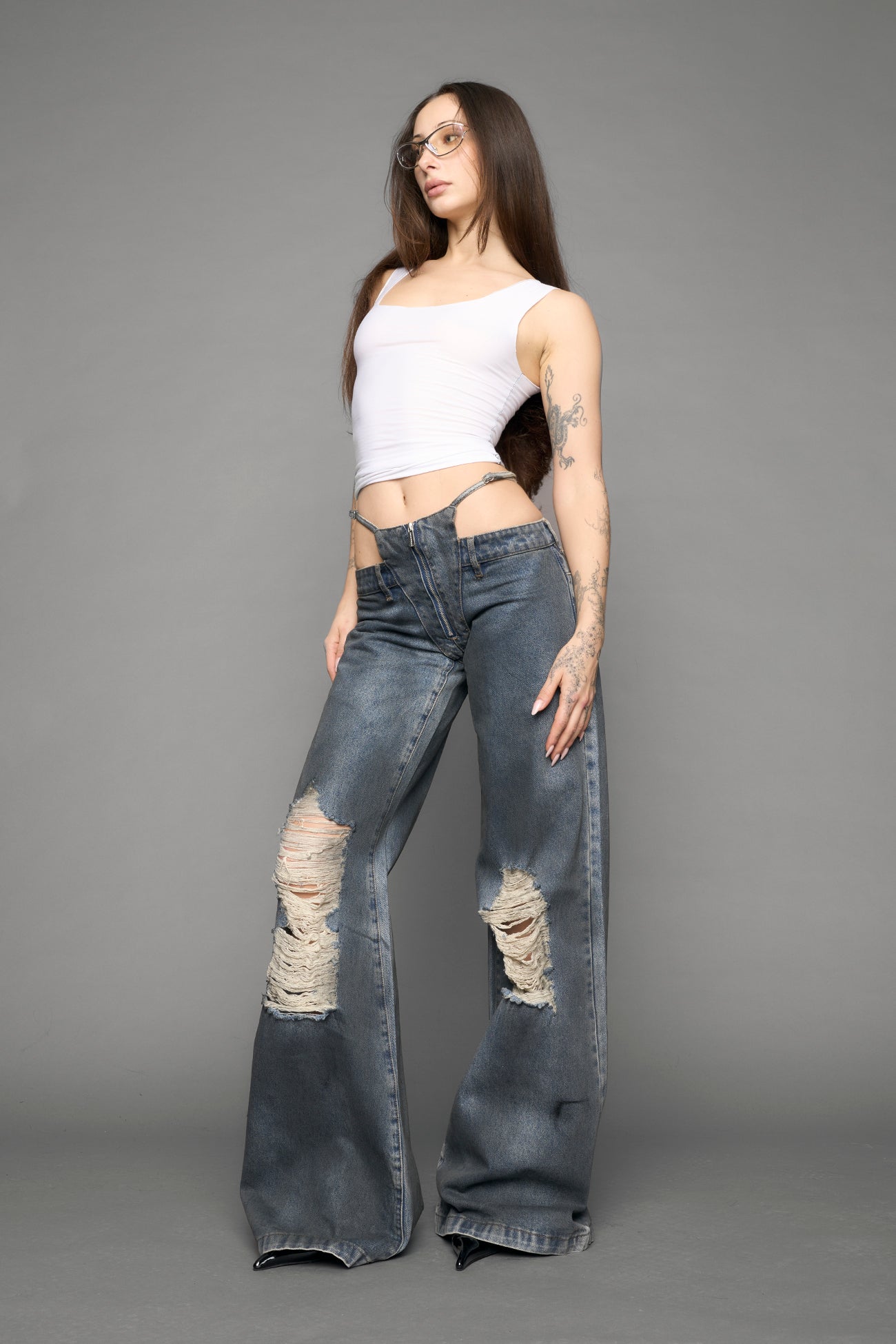 Denim Thong Pants — view 4