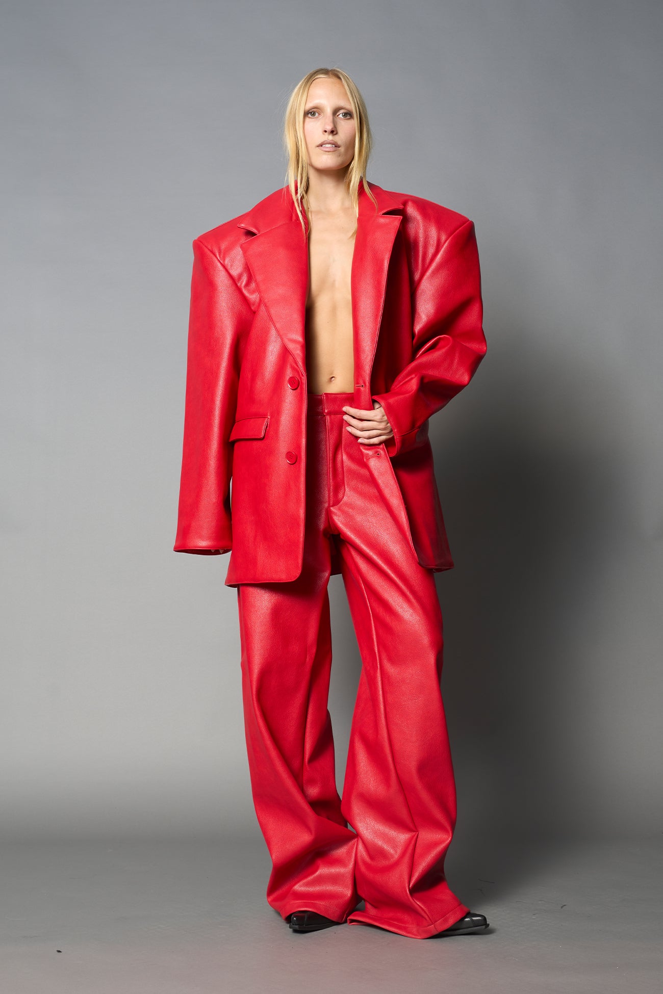 Leather Oversize Blazer — view 13